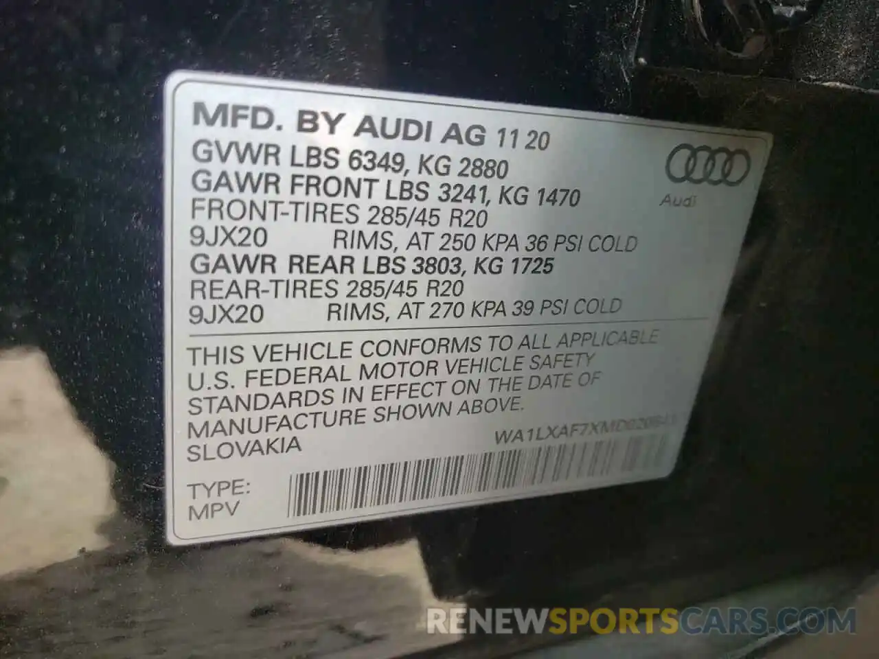 10 Фотография поврежденного автомобиля WA1LXAF7XMD020641 AUDI Q7 2021