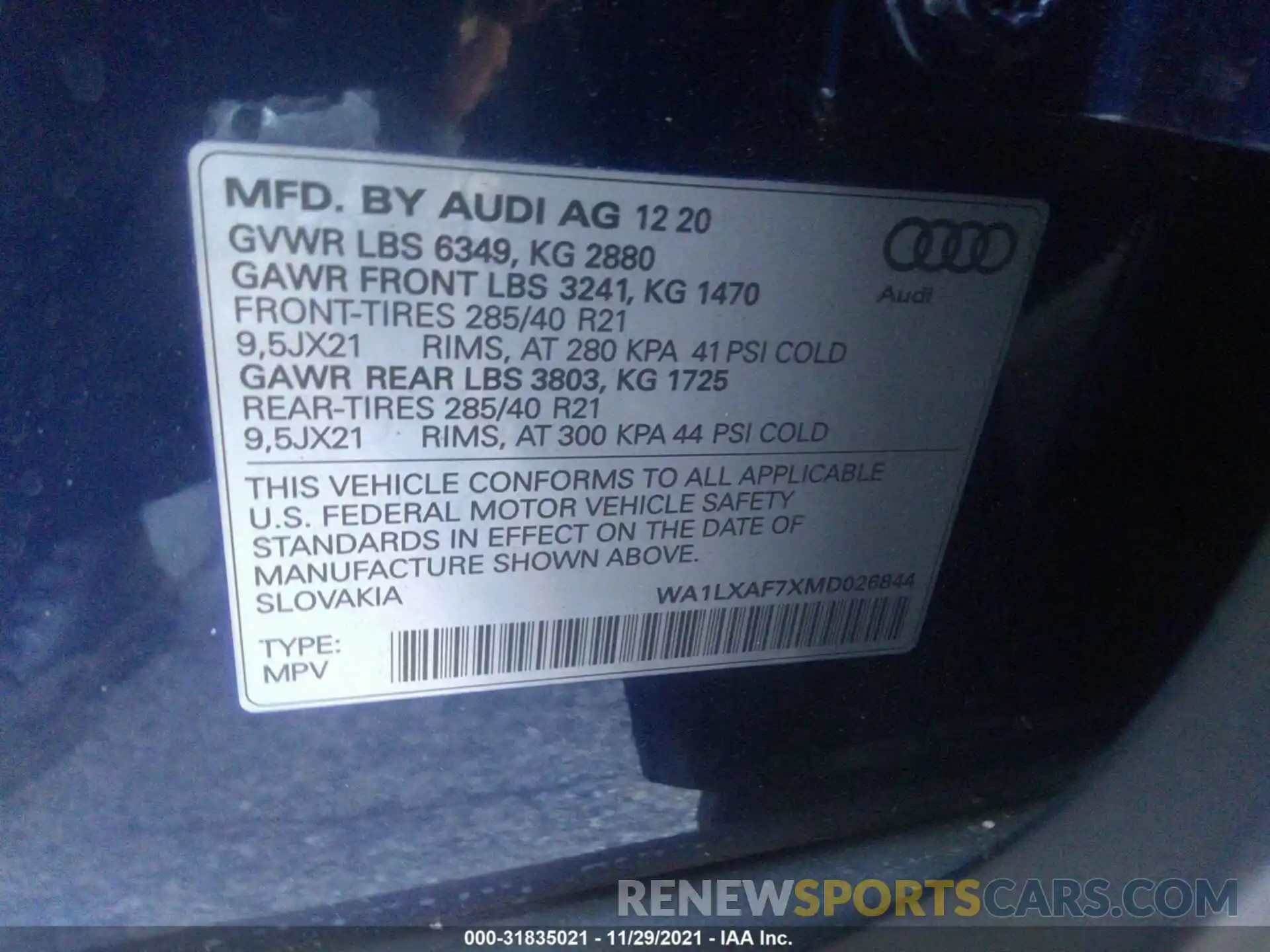 9 Фотография поврежденного автомобиля WA1LXAF7XMD026844 AUDI Q7 2021