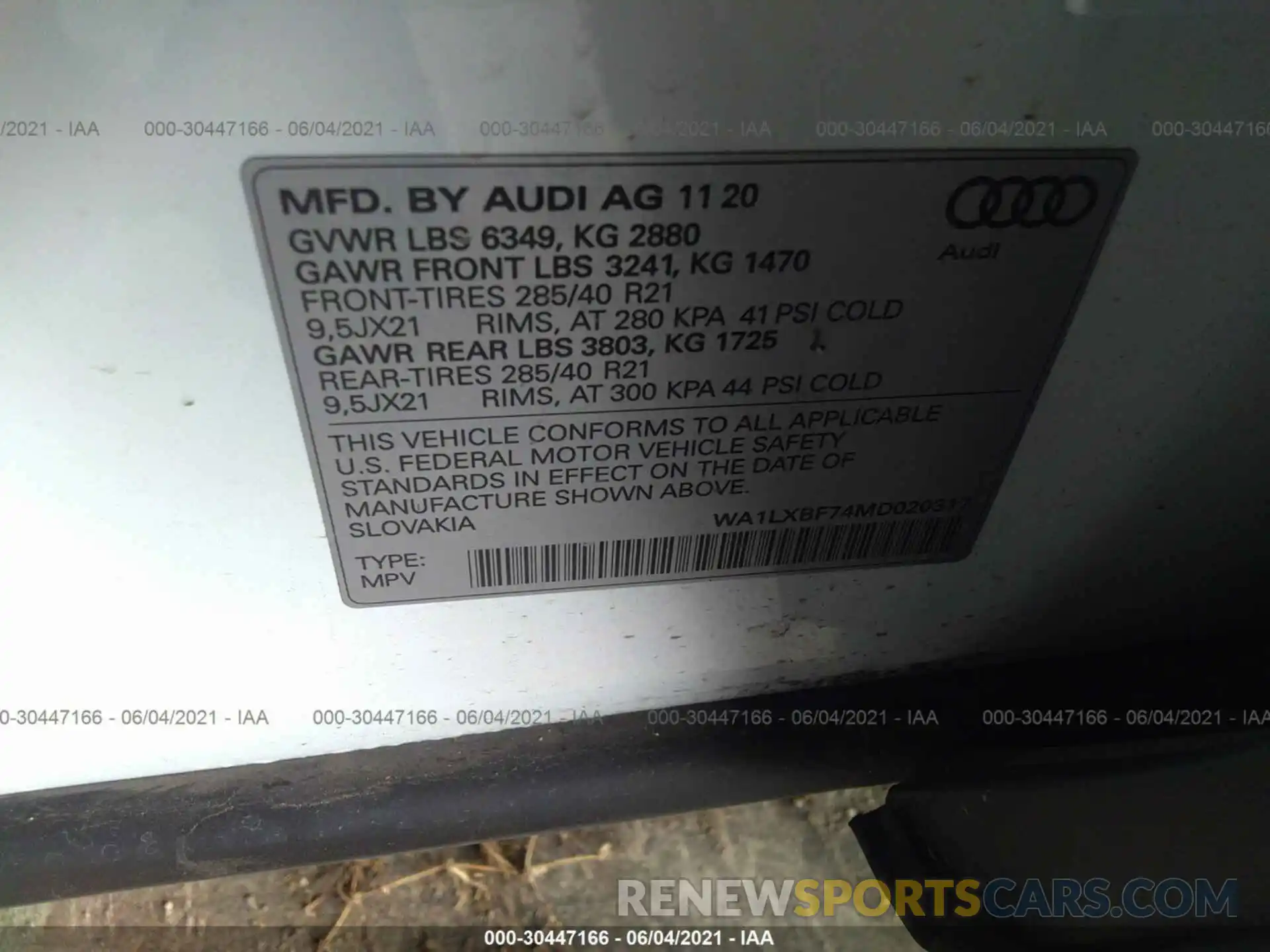 9 Фотография поврежденного автомобиля WA1LXBF74MD020317 AUDI Q7 2021