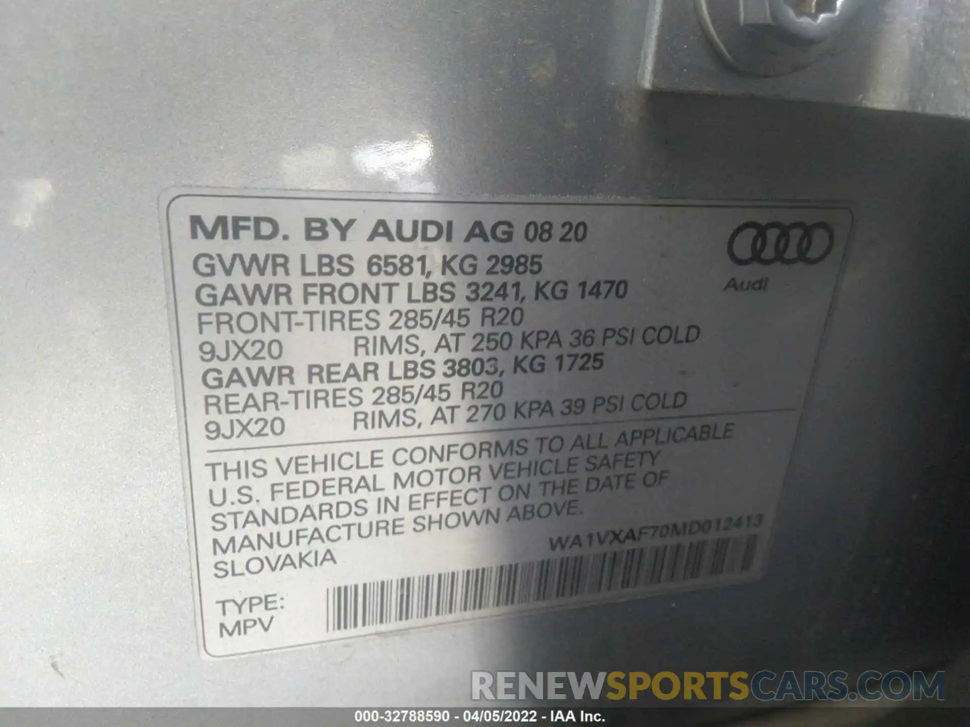 9 Photograph of a damaged car WA1VXAF70MD012413 AUDI Q7 2021