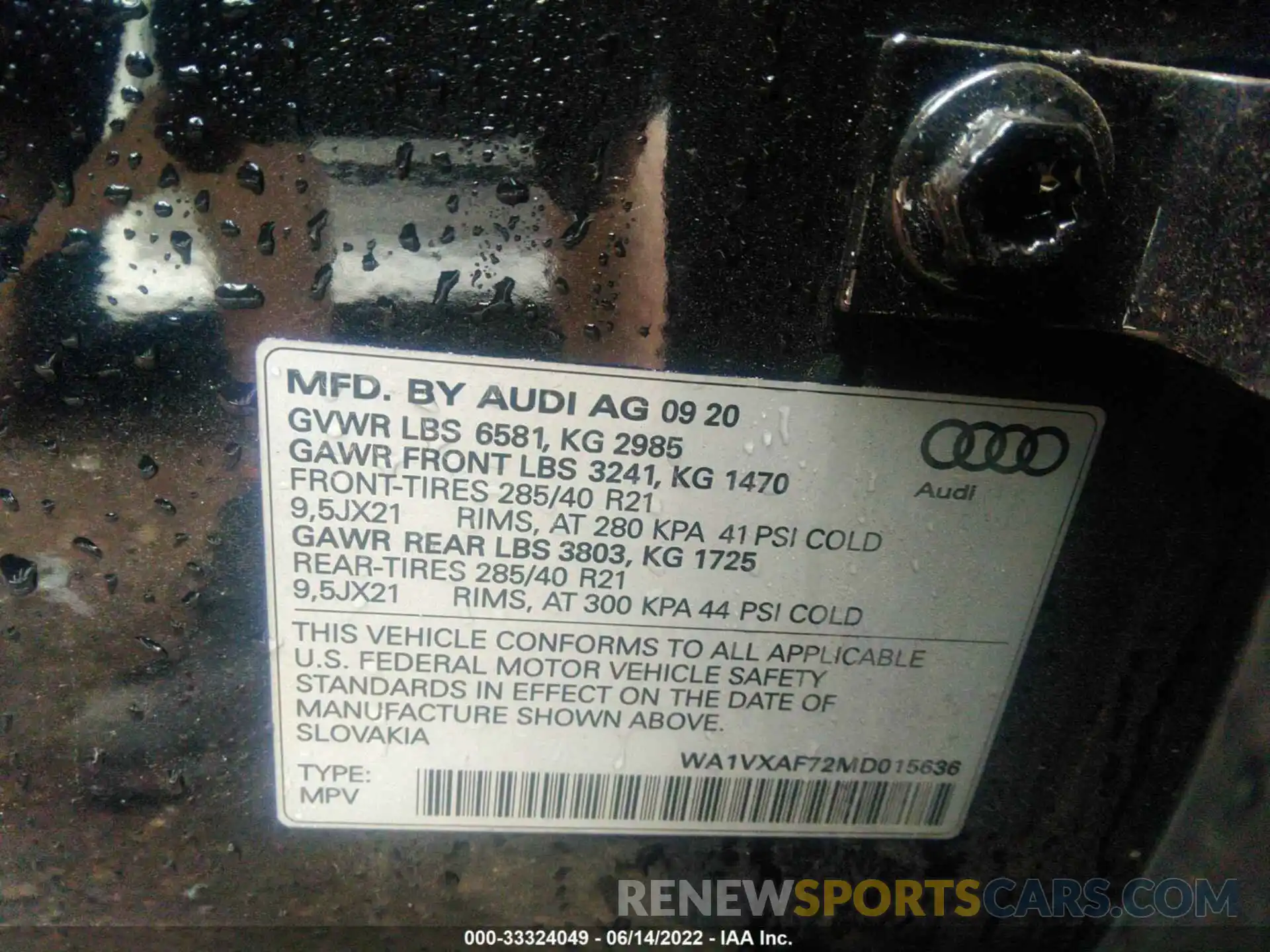 9 Photograph of a damaged car WA1VXAF72MD015636 AUDI Q7 2021