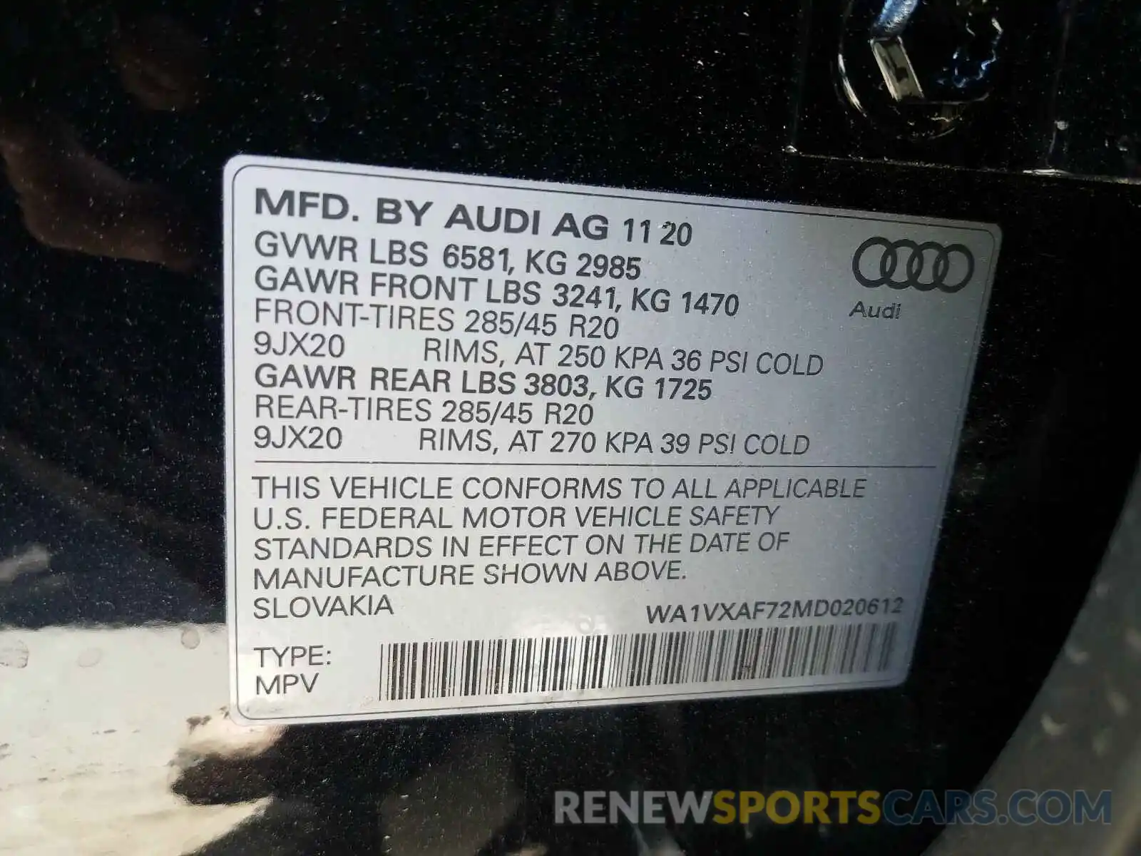 10 Photograph of a damaged car WA1VXAF72MD020612 AUDI Q7 2021