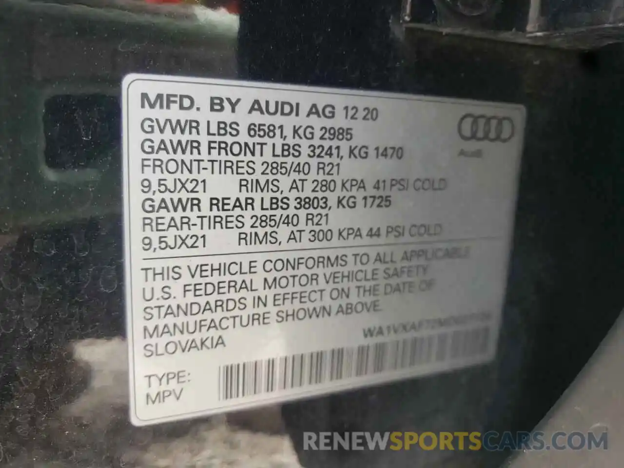 10 Photograph of a damaged car WA1VXAF72MD027124 AUDI Q7 2021