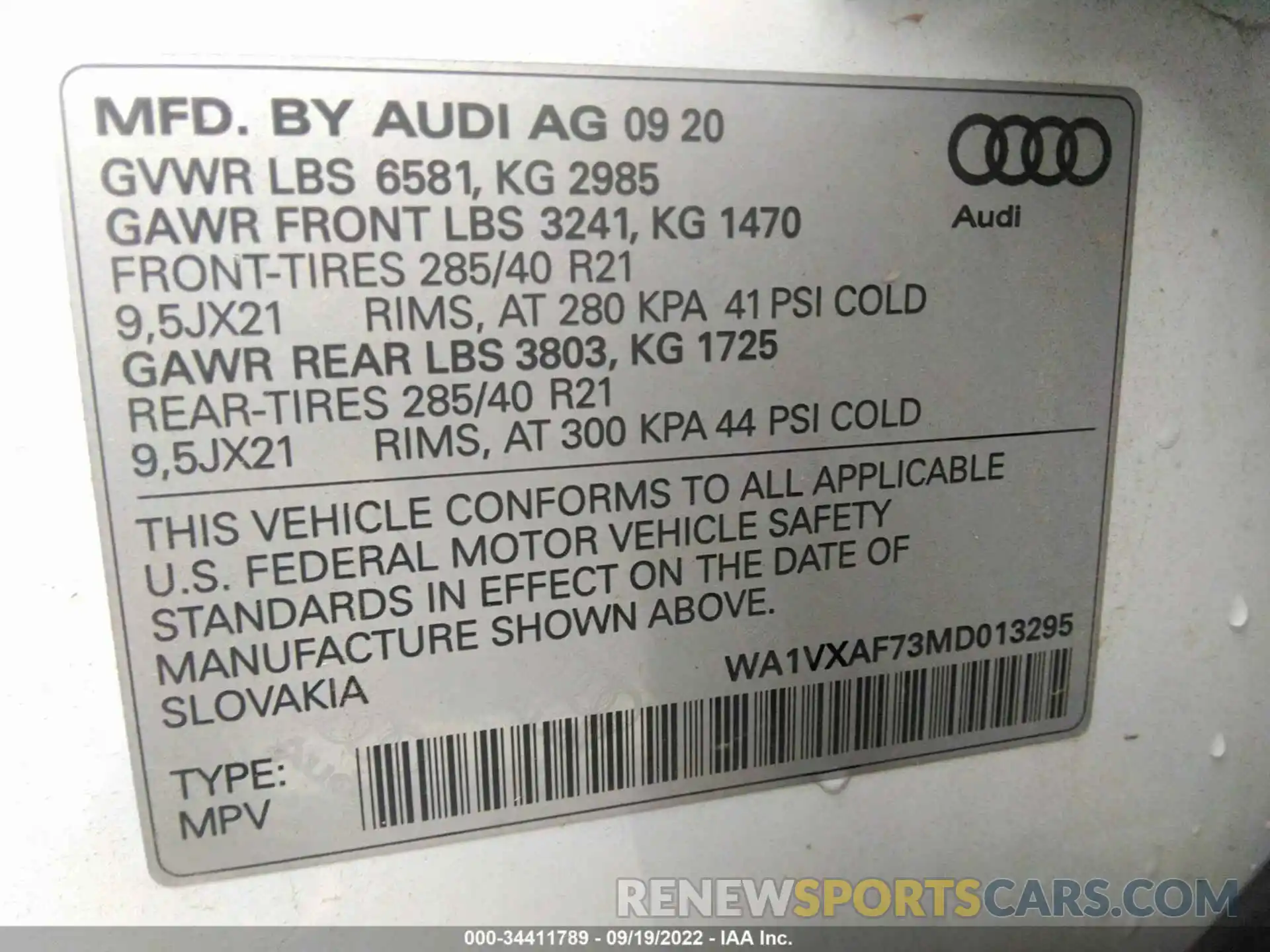 9 Фотография поврежденного автомобиля WA1VXAF73MD013295 AUDI Q7 2021