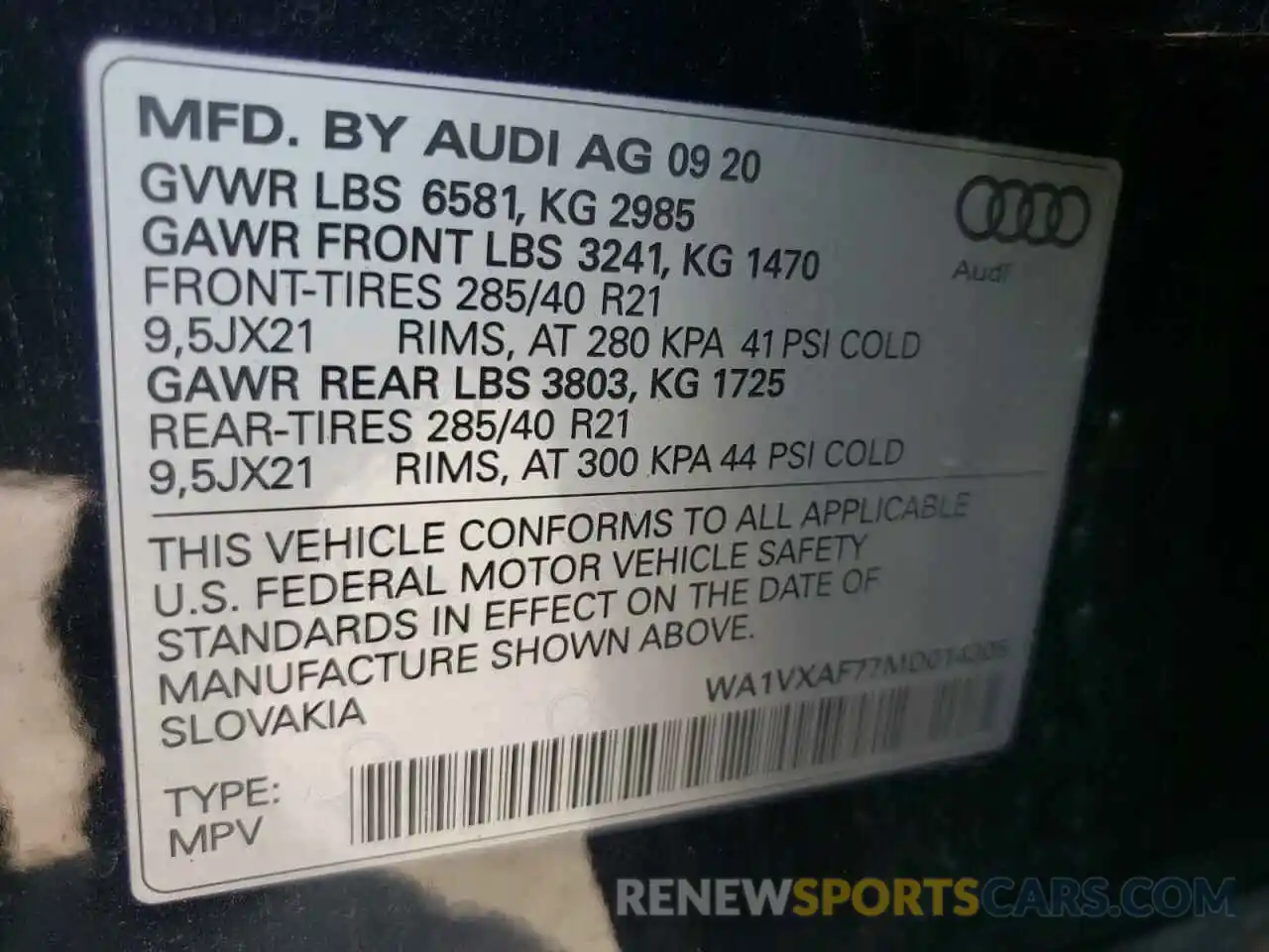 10 Фотография поврежденного автомобиля WA1VXAF77MD014305 AUDI Q7 2021