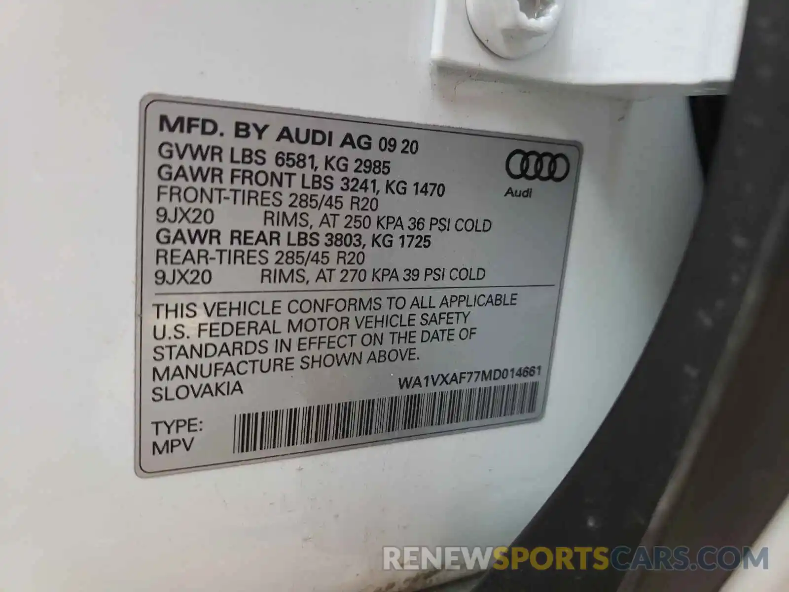 10 Фотография поврежденного автомобиля WA1VXAF77MD014661 AUDI Q7 2021