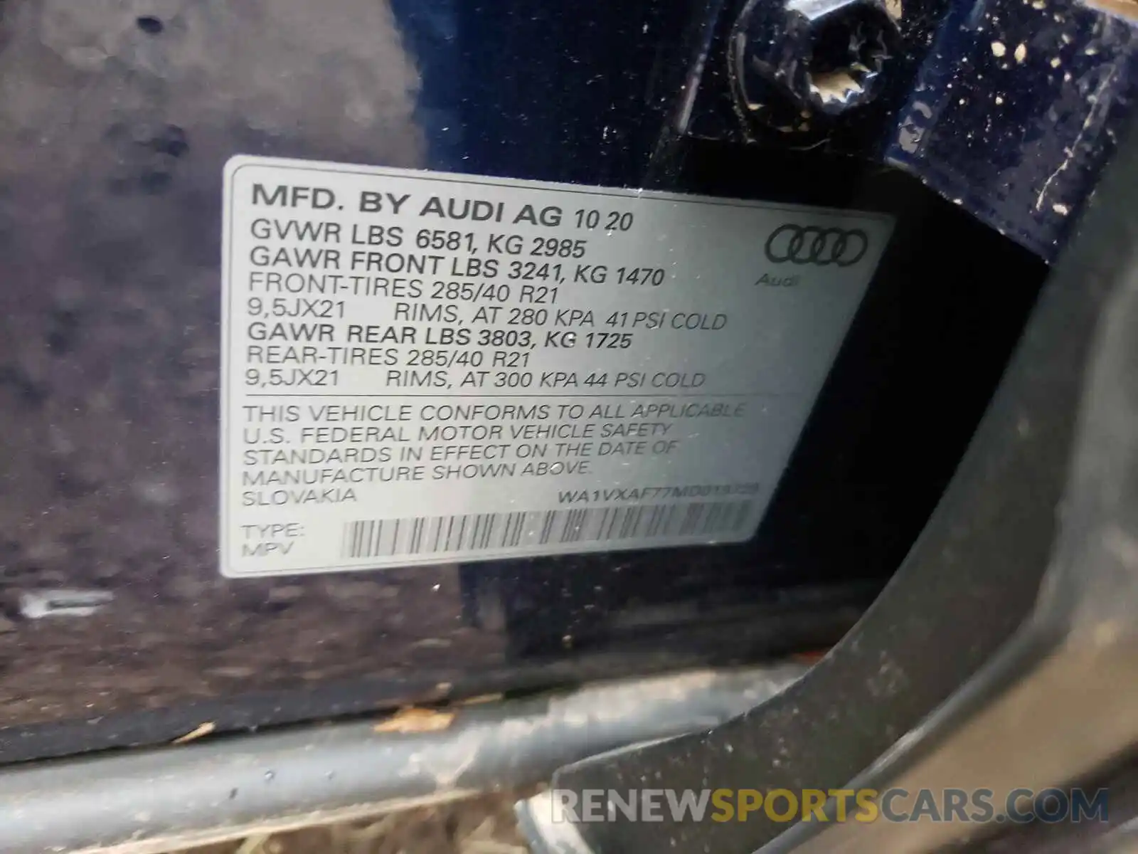 10 Фотография поврежденного автомобиля WA1VXAF77MD019729 AUDI Q7 2021