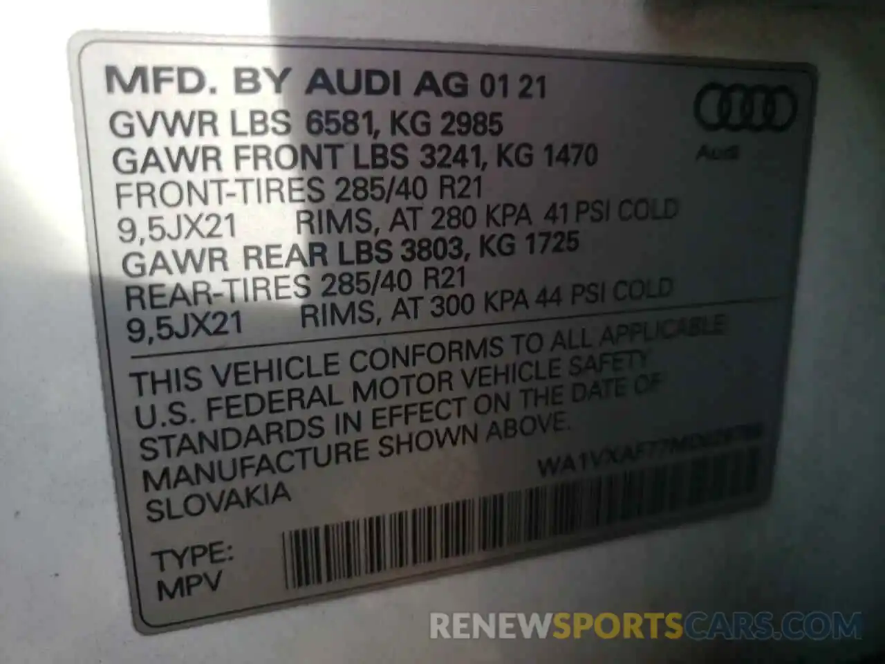 10 Фотография поврежденного автомобиля WA1VXAF77MD029788 AUDI Q7 2021