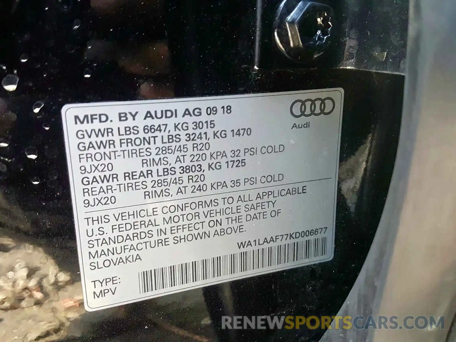 10 Photograph of a damaged car WA1LAAF77KD006677 AUDI Q7 PREMIUM 2019