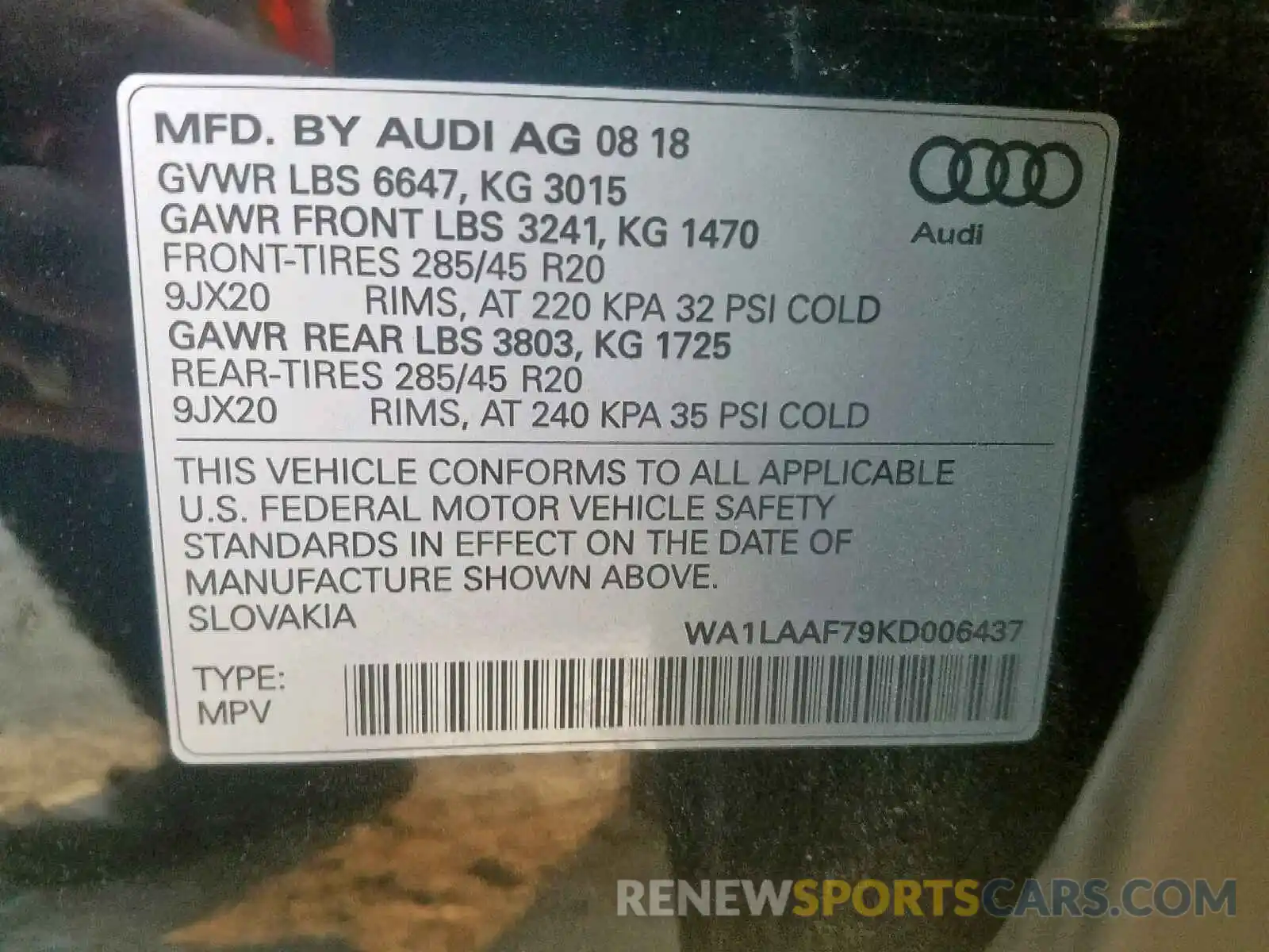 10 Photograph of a damaged car WA1LAAF79KD006437 AUDI Q7 PREMIUM 2019