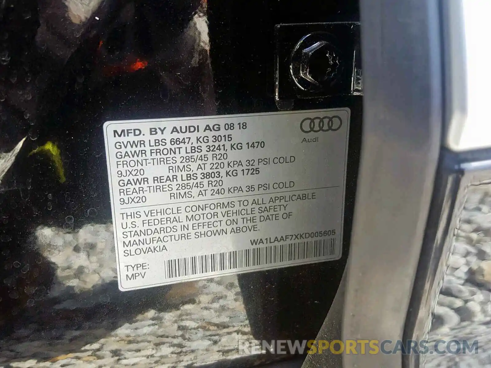 10 Фотография поврежденного автомобиля WA1LAAF7XKD005605 AUDI Q7 PREMIUM 2019