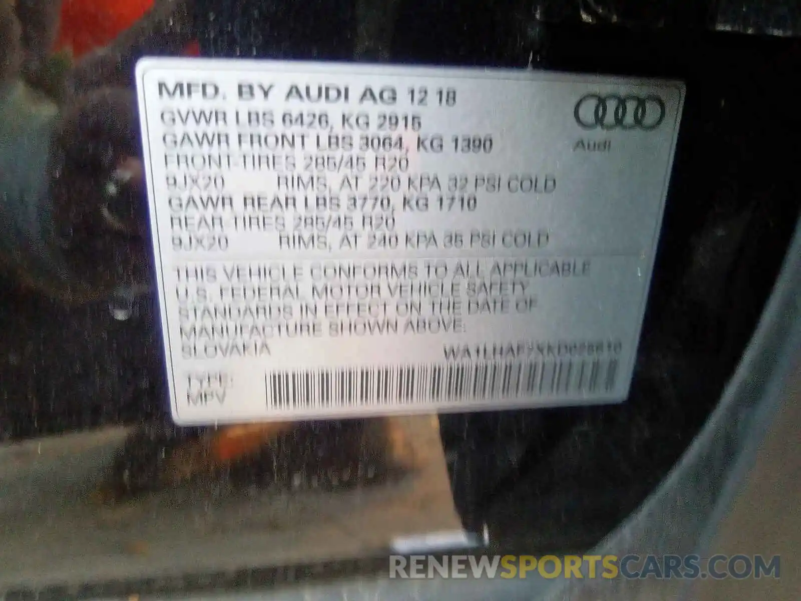 10 Photograph of a damaged car WA1LHAF7XKD025610 AUDI Q7 PREMIUM 2019