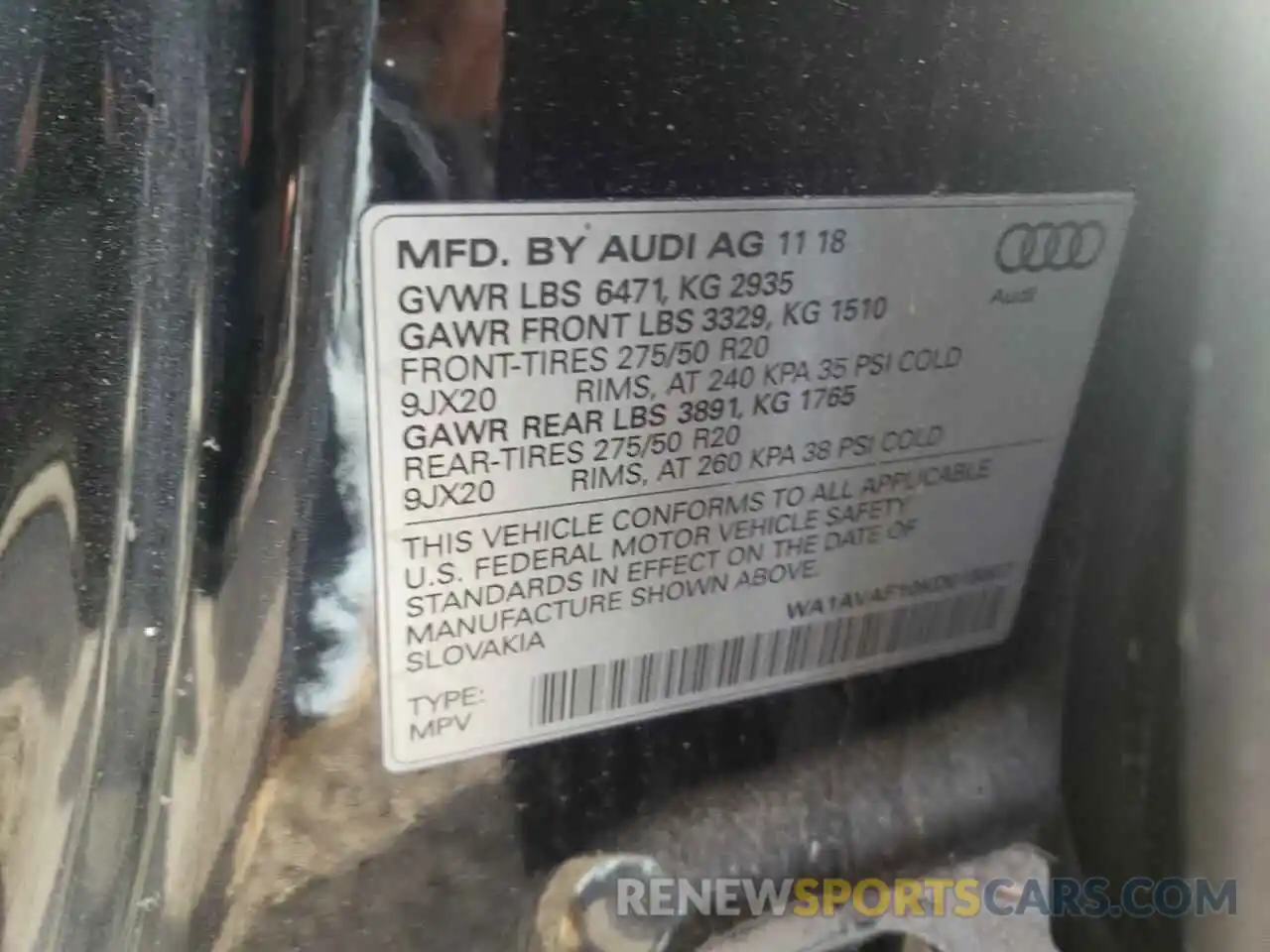 10 Photograph of a damaged car WA1AVAF10KD015602 AUDI Q8 2019