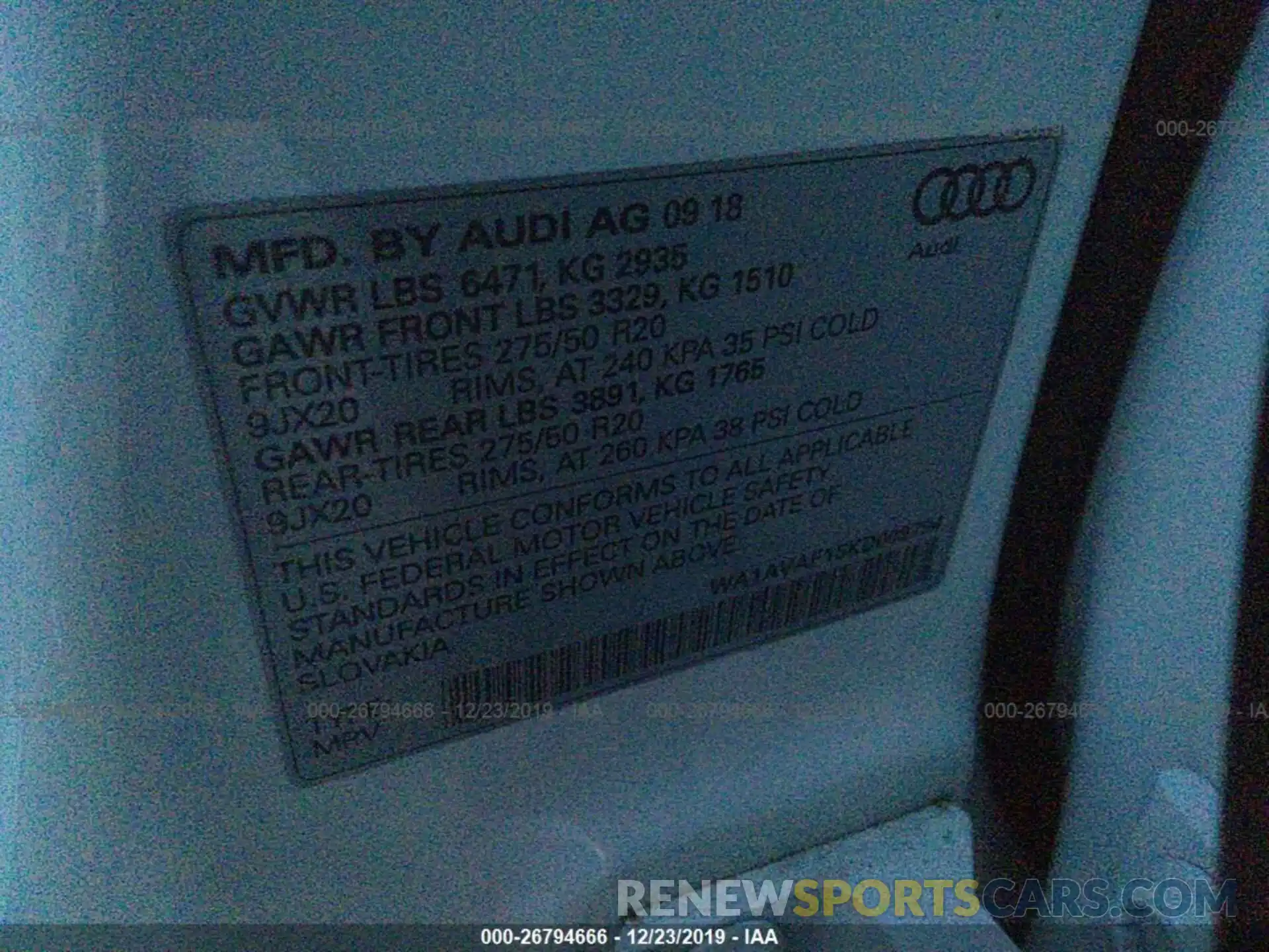 9 Photograph of a damaged car WA1AVAF15KD009794 AUDI Q8 2019