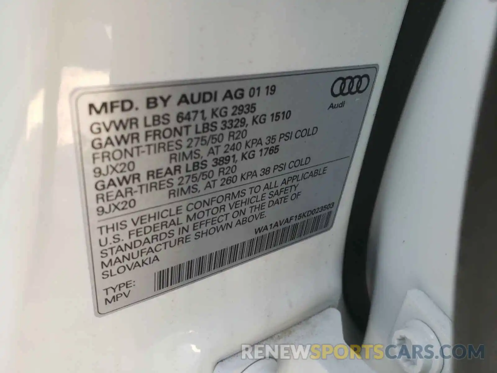 10 Фотография поврежденного автомобиля WA1AVAF15KD023503 AUDI Q8 2019