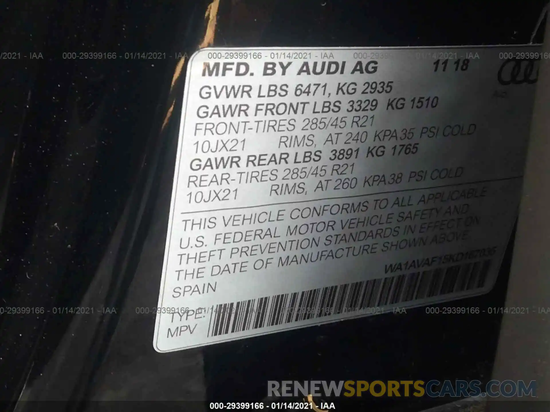 9 Фотография поврежденного автомобиля WA1AVAF15KD167035 AUDI Q8 2019