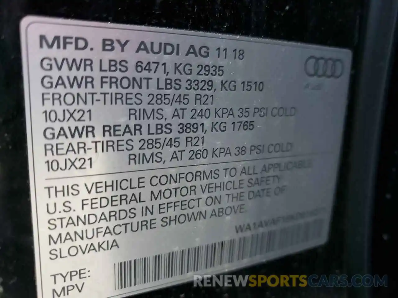 10 Photograph of a damaged car WA1AVAF18KD016271 AUDI Q8 2019