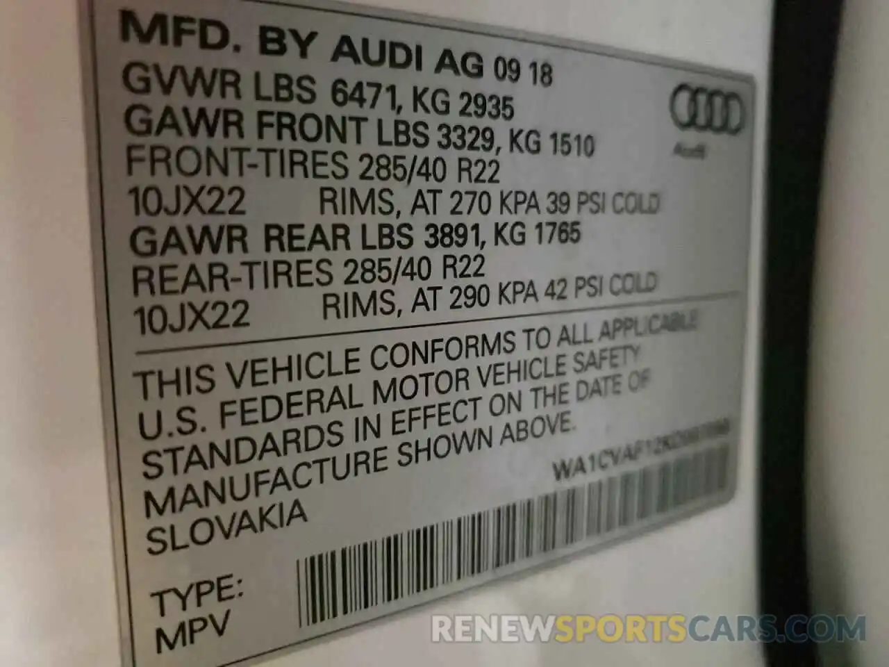 10 Фотография поврежденного автомобиля WA1CVAF12KD007090 AUDI Q8 2019