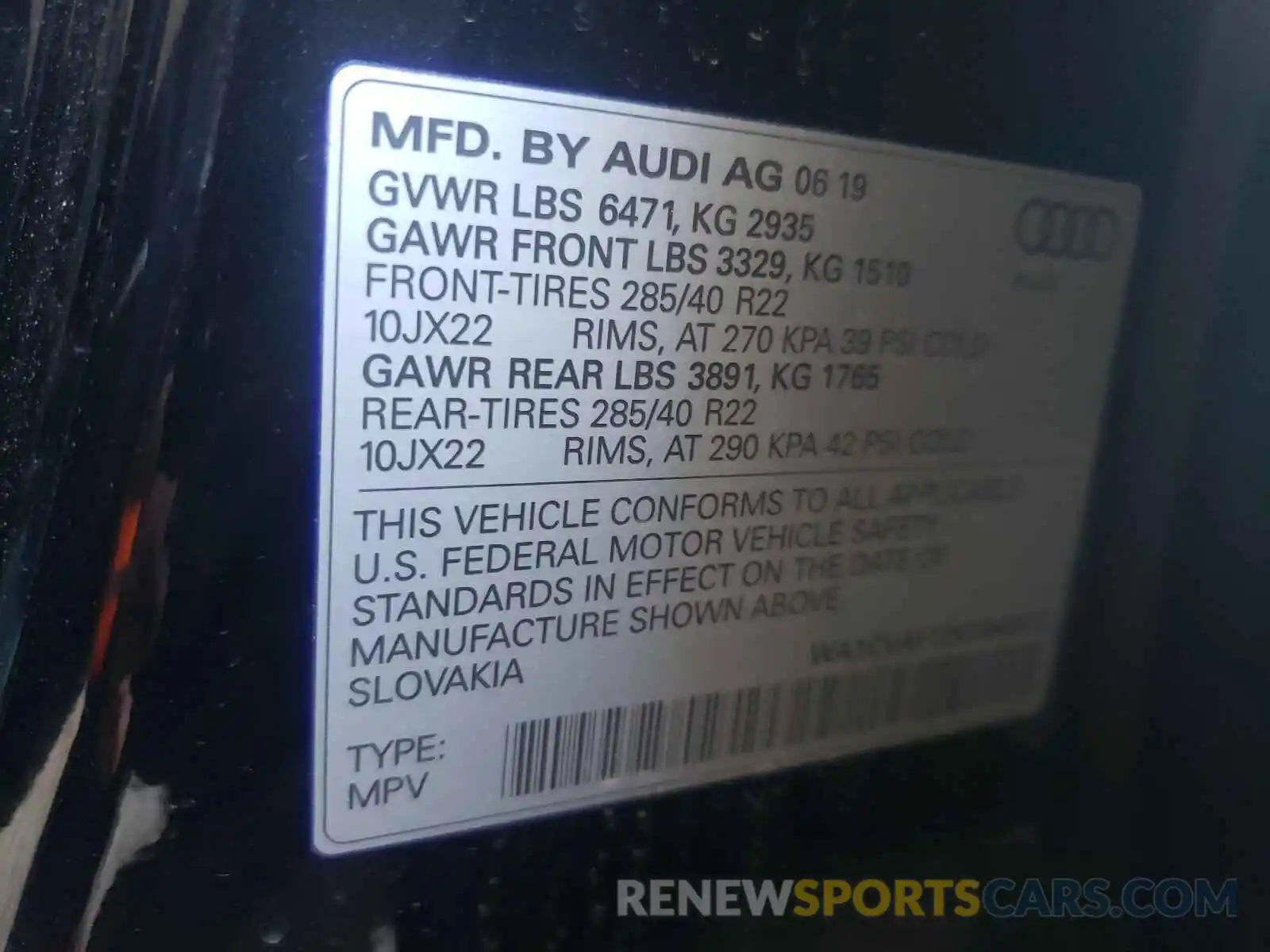 10 Фотография поврежденного автомобиля WA1CVAF12KD046312 AUDI Q8 2019