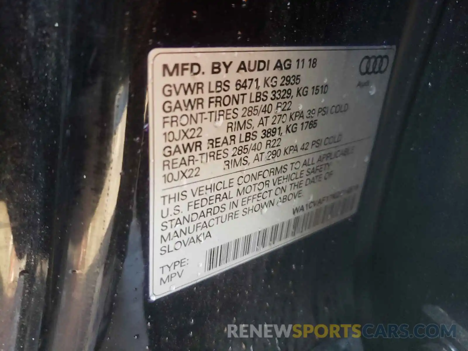 10 Photograph of a damaged car WA1CVAF17KD014519 AUDI Q8 2019