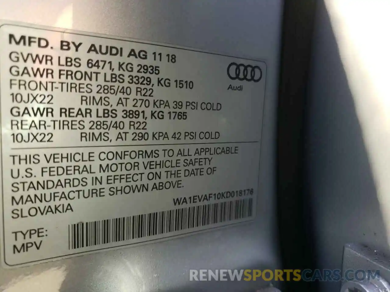 10 Фотография поврежденного автомобиля WA1EVAF10KD018176 AUDI Q8 2019