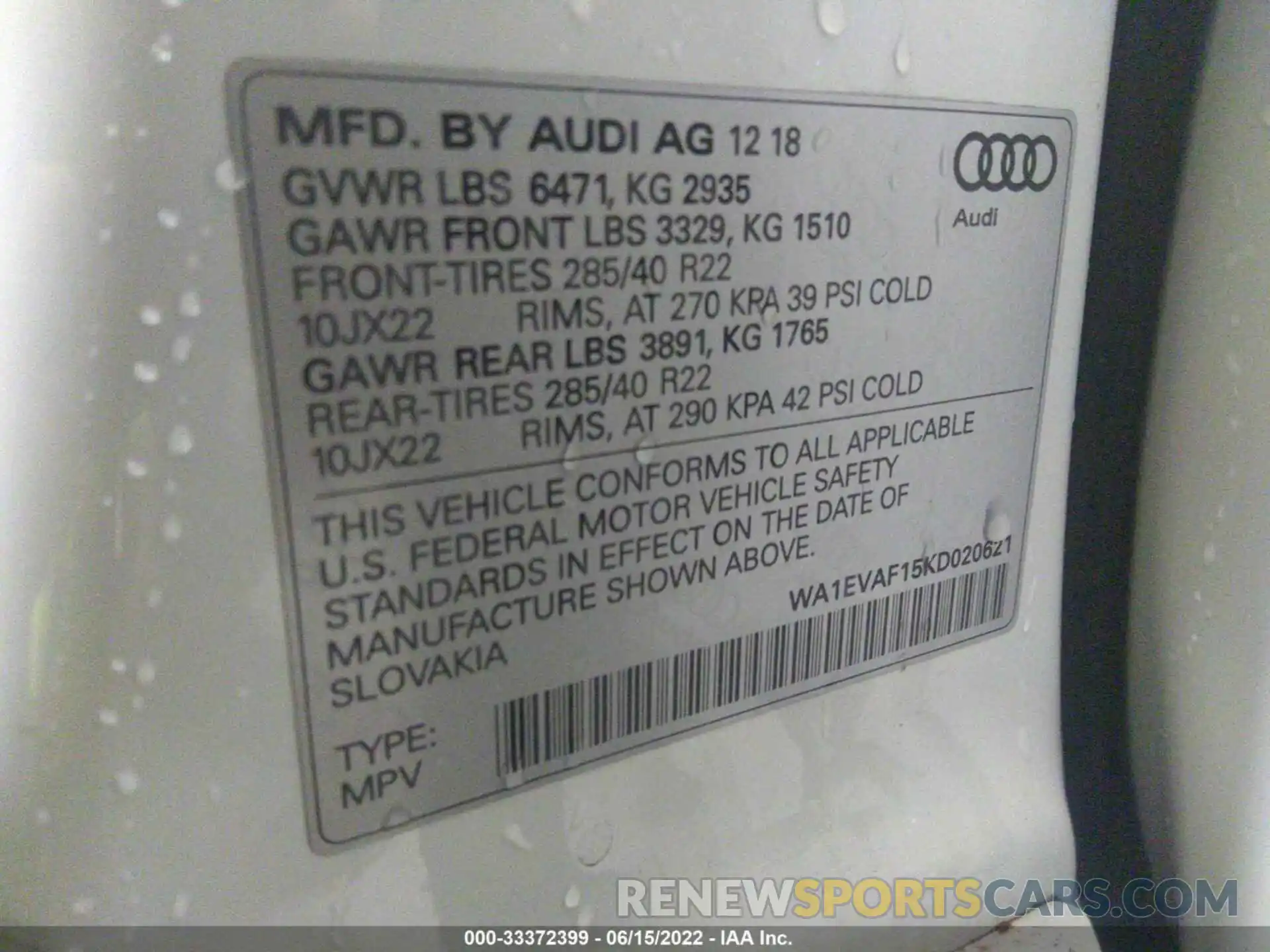 9 Фотография поврежденного автомобиля WA1EVAF15KD020621 AUDI Q8 2019