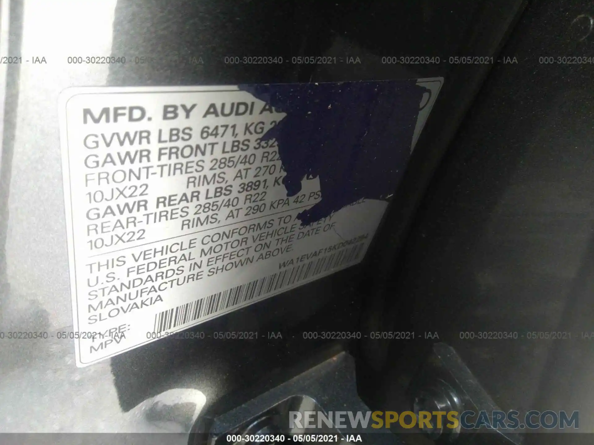 9 Photograph of a damaged car WA1EVAF15KD042294 AUDI Q8 2019