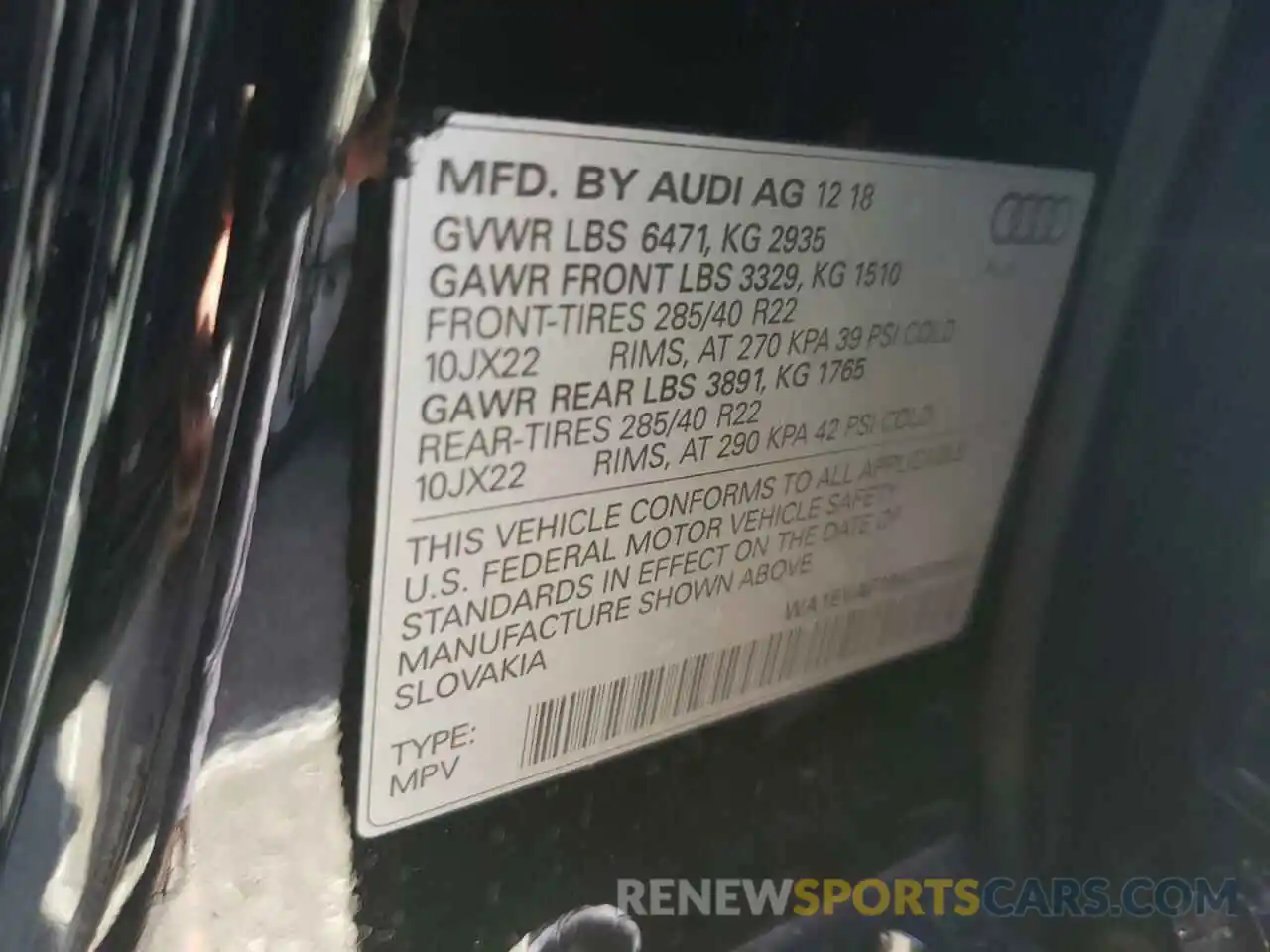 10 Photograph of a damaged car WA1EVAF19KD020900 AUDI Q8 2019