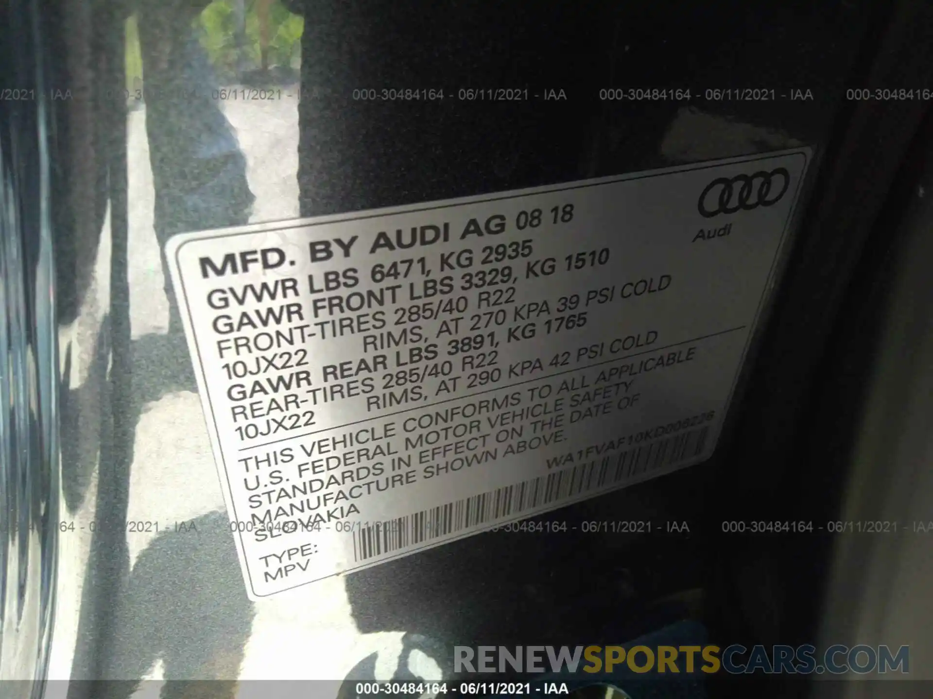 9 Фотография поврежденного автомобиля WA1FVAF10KD006226 AUDI Q8 2019