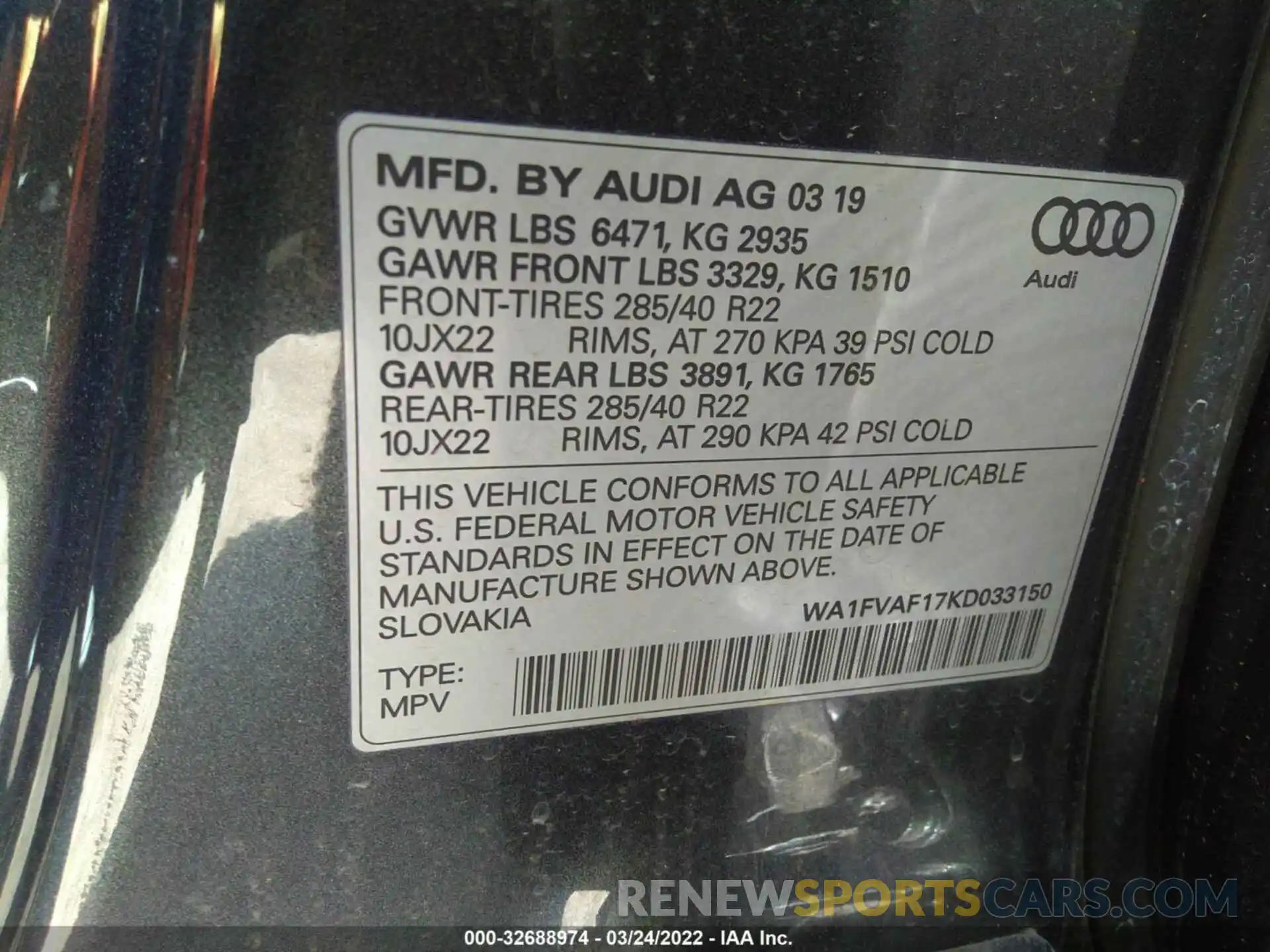 9 Фотография поврежденного автомобиля WA1FVAF17KD033150 AUDI Q8 2019