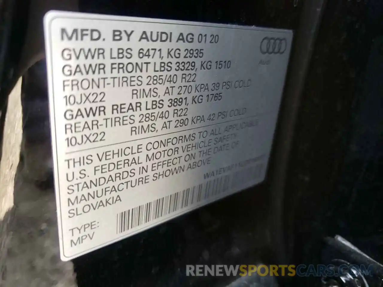 10 Фотография поврежденного автомобиля WA1EVAF11LD016597 AUDI Q8 2020