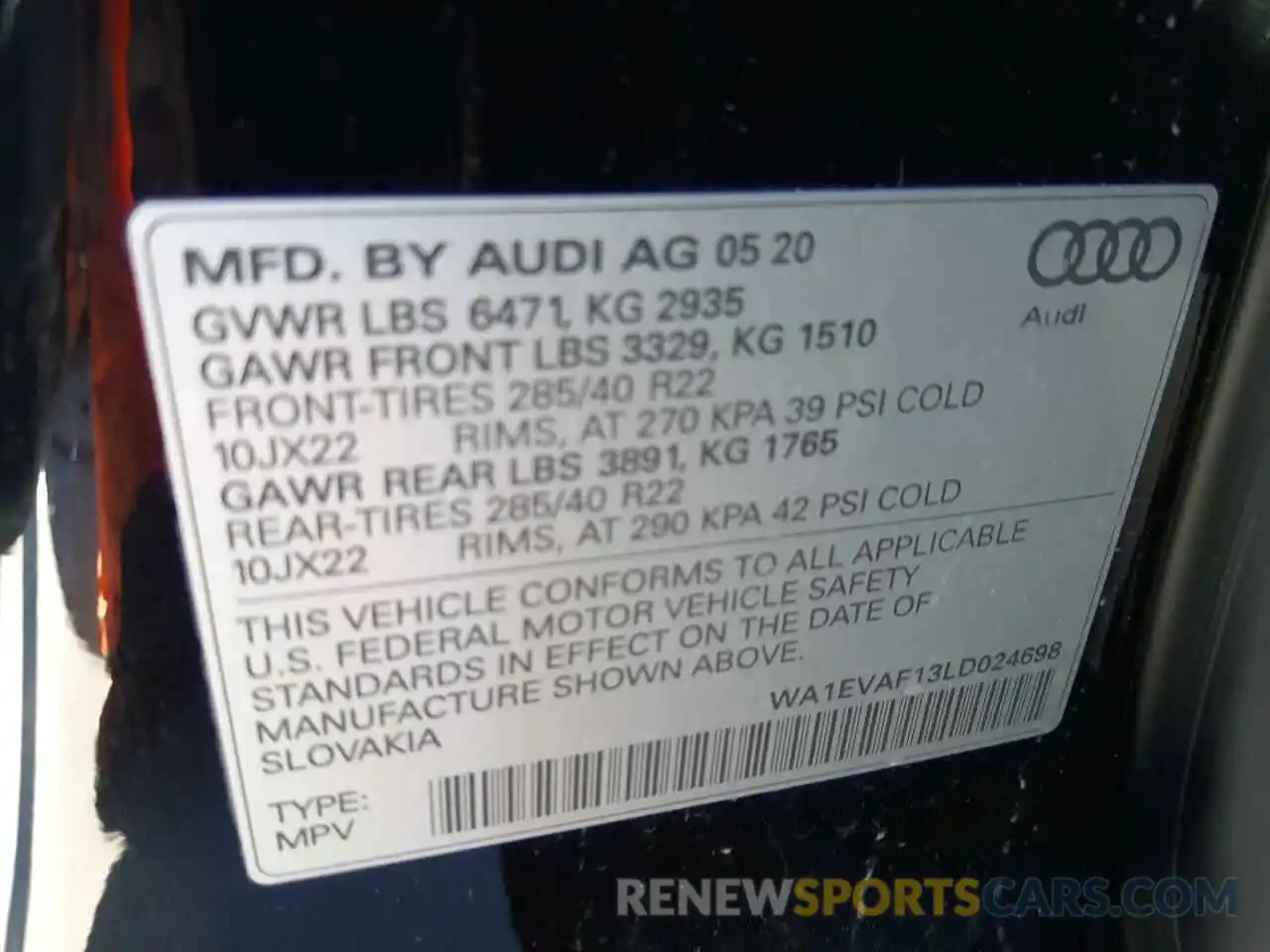 10 Фотография поврежденного автомобиля WA1EVAF13LD024698 AUDI Q8 2020