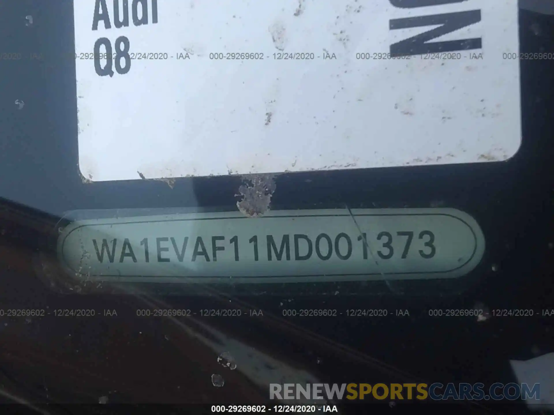 9 Photograph of a damaged car WA1EVAF11MD001373 AUDI Q8 2021