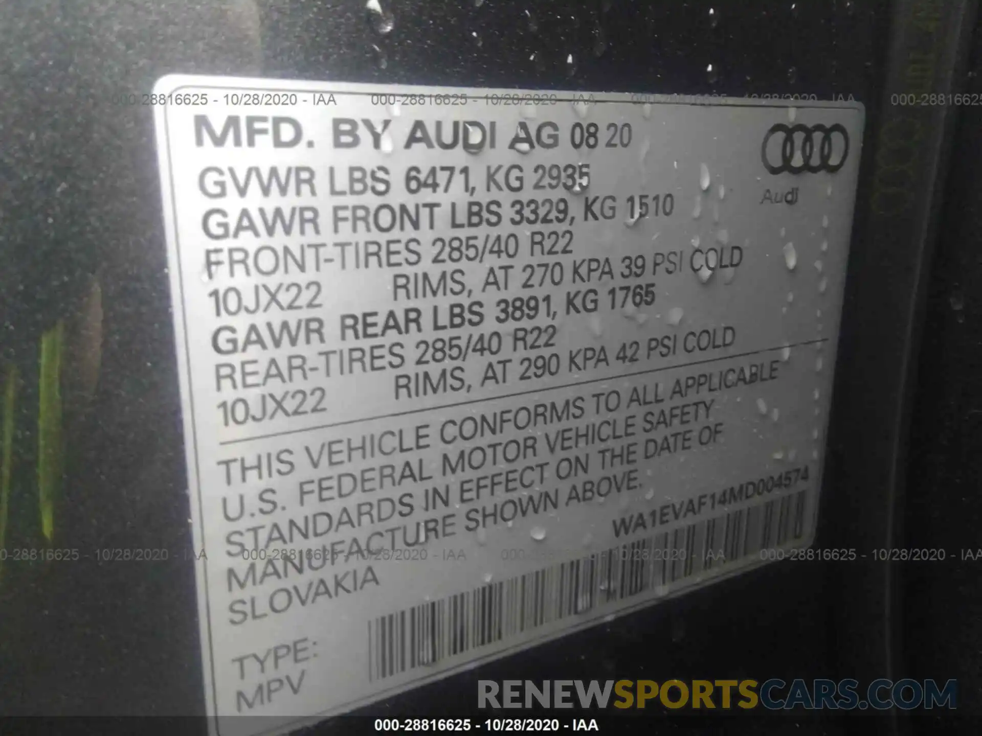 8 Фотография поврежденного автомобиля WA1EVAF14MD004574 AUDI Q8 2021