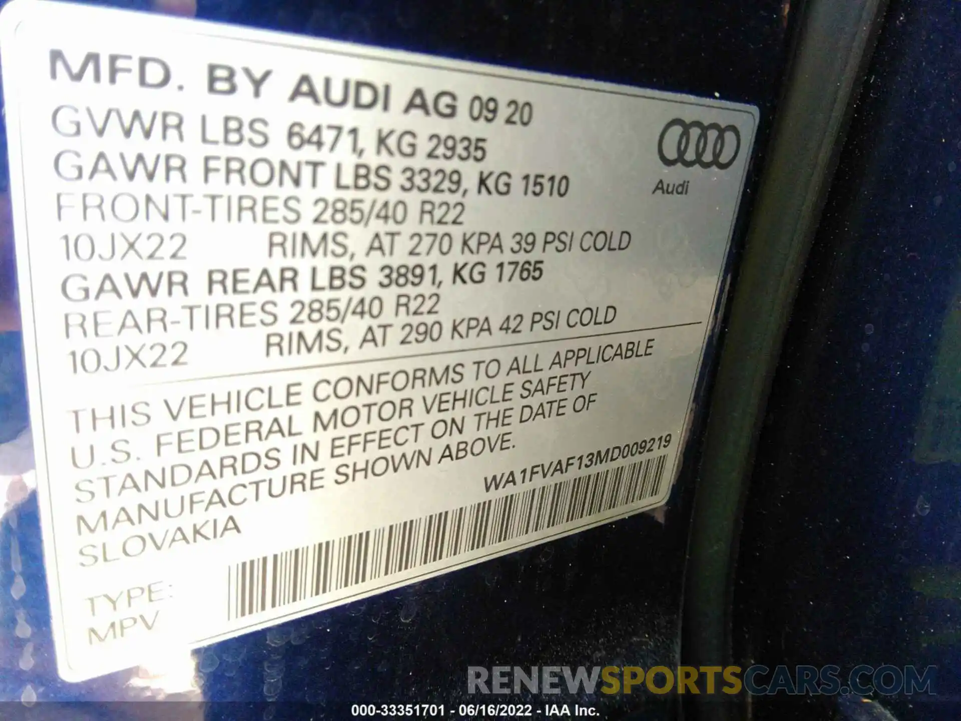 9 Фотография поврежденного автомобиля WA1FVAF13MD009219 AUDI Q8 2021