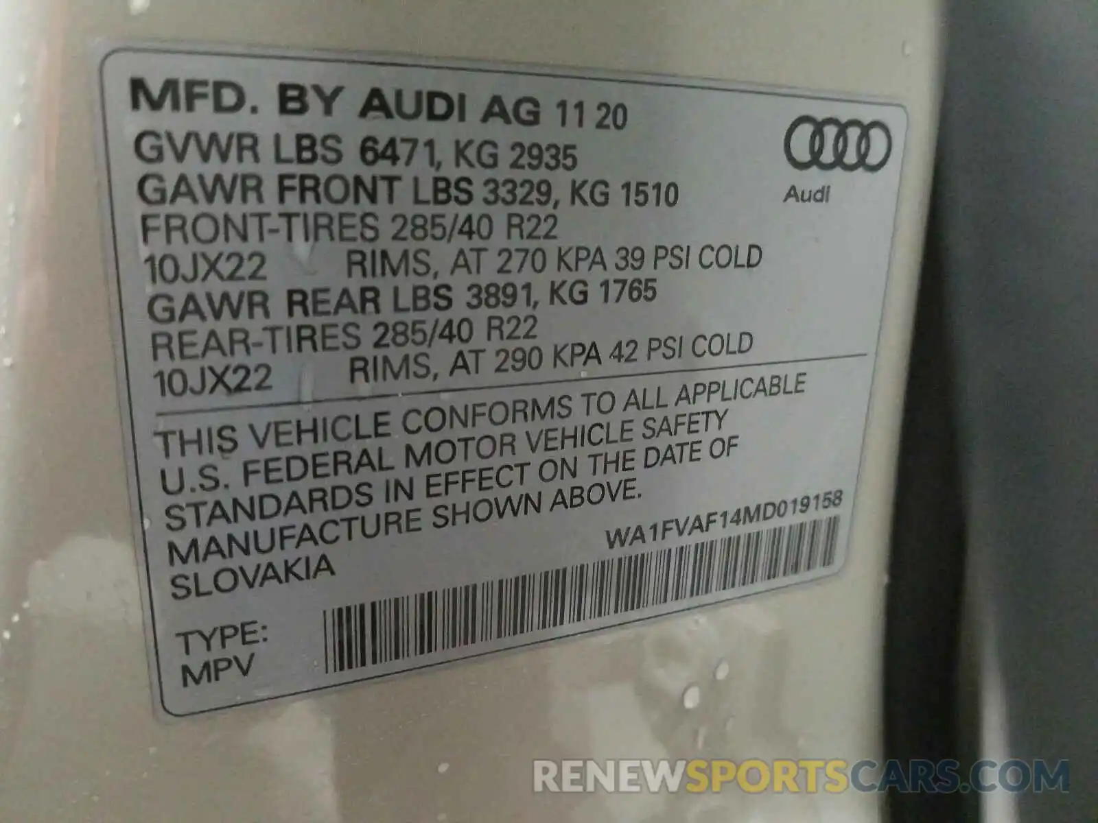 10 Фотография поврежденного автомобиля WA1FVAF14MD019158 AUDI Q8 2021