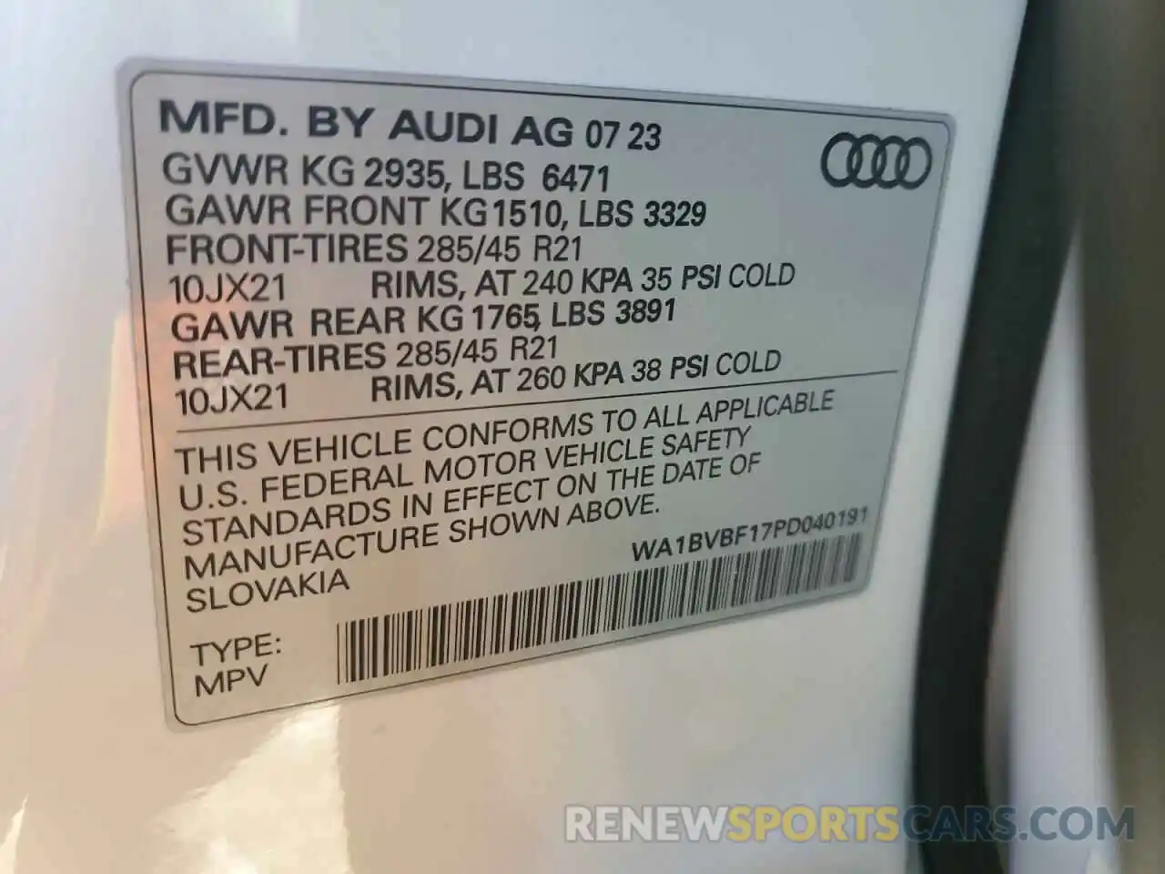 12 Фотография поврежденного автомобиля WA1BVBF17PD040191 AUDI Q8 2023