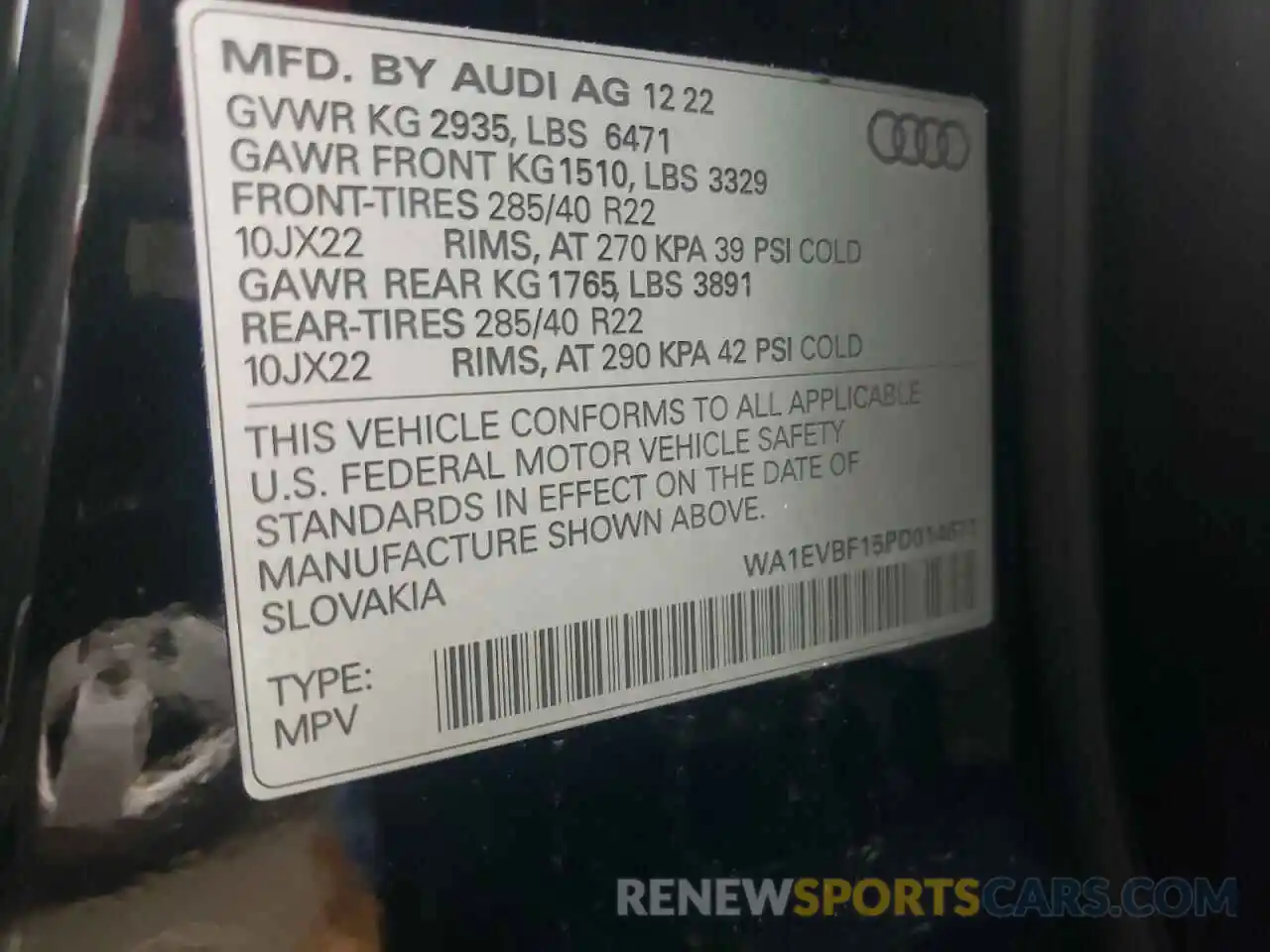 13 Photograph of a damaged car WA1EVBF15PD014671 AUDI Q8 2023