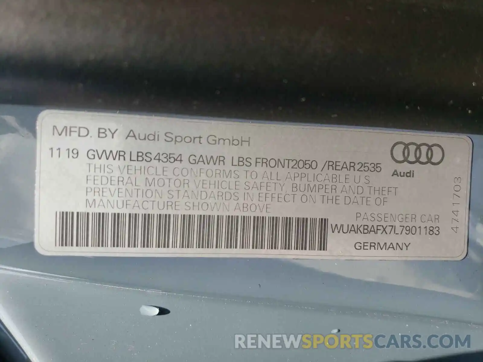 10 Фотография поврежденного автомобиля WUAKBAFX7L7901183 AUDI R8 2020