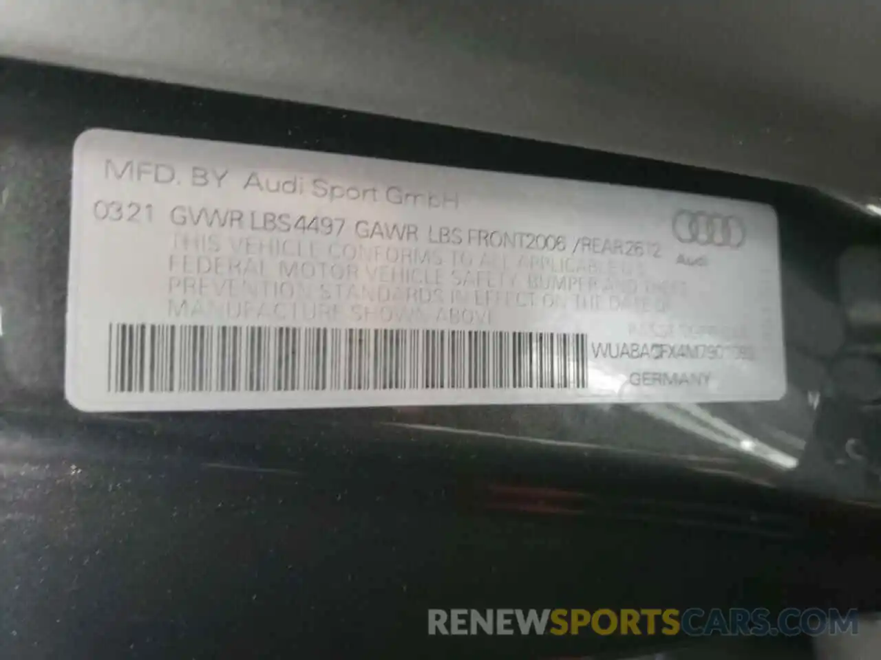 10 Фотография поврежденного автомобиля WUABACFX4M7901092 AUDI R8 2021