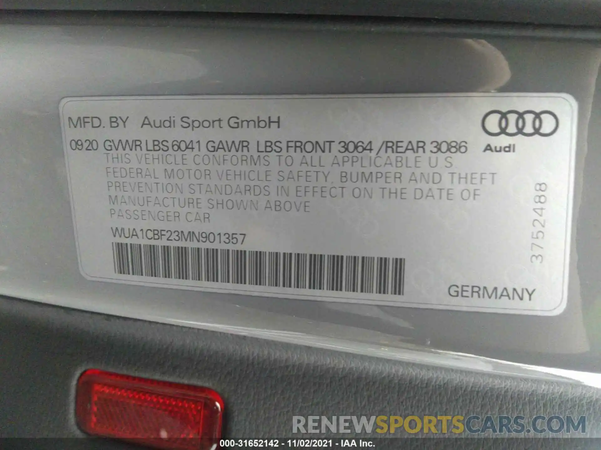 9 Фотография поврежденного автомобиля WUA1CBF23MN901357 AUDI RS 6 AVANT 2021