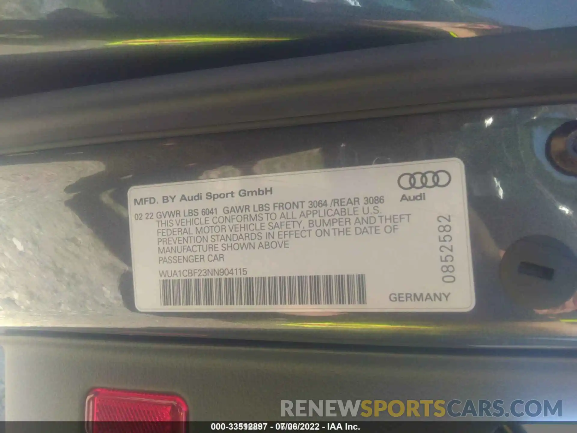 9 Photograph of a damaged car WUA1CBF23NN904115 AUDI RS 6 AVANT 2022