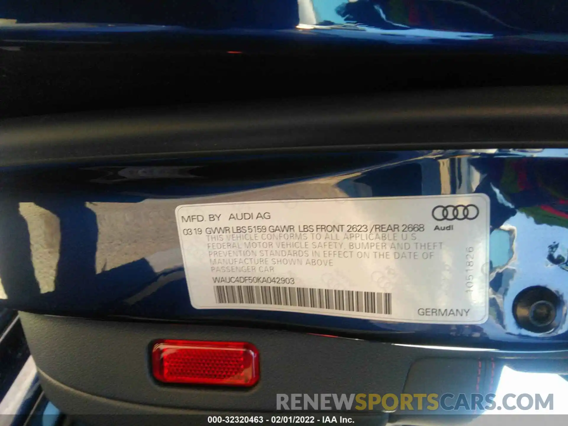 9 Фотография поврежденного автомобиля WAUC4DF50KA042903 AUDI S5 SPORTBACK 2019