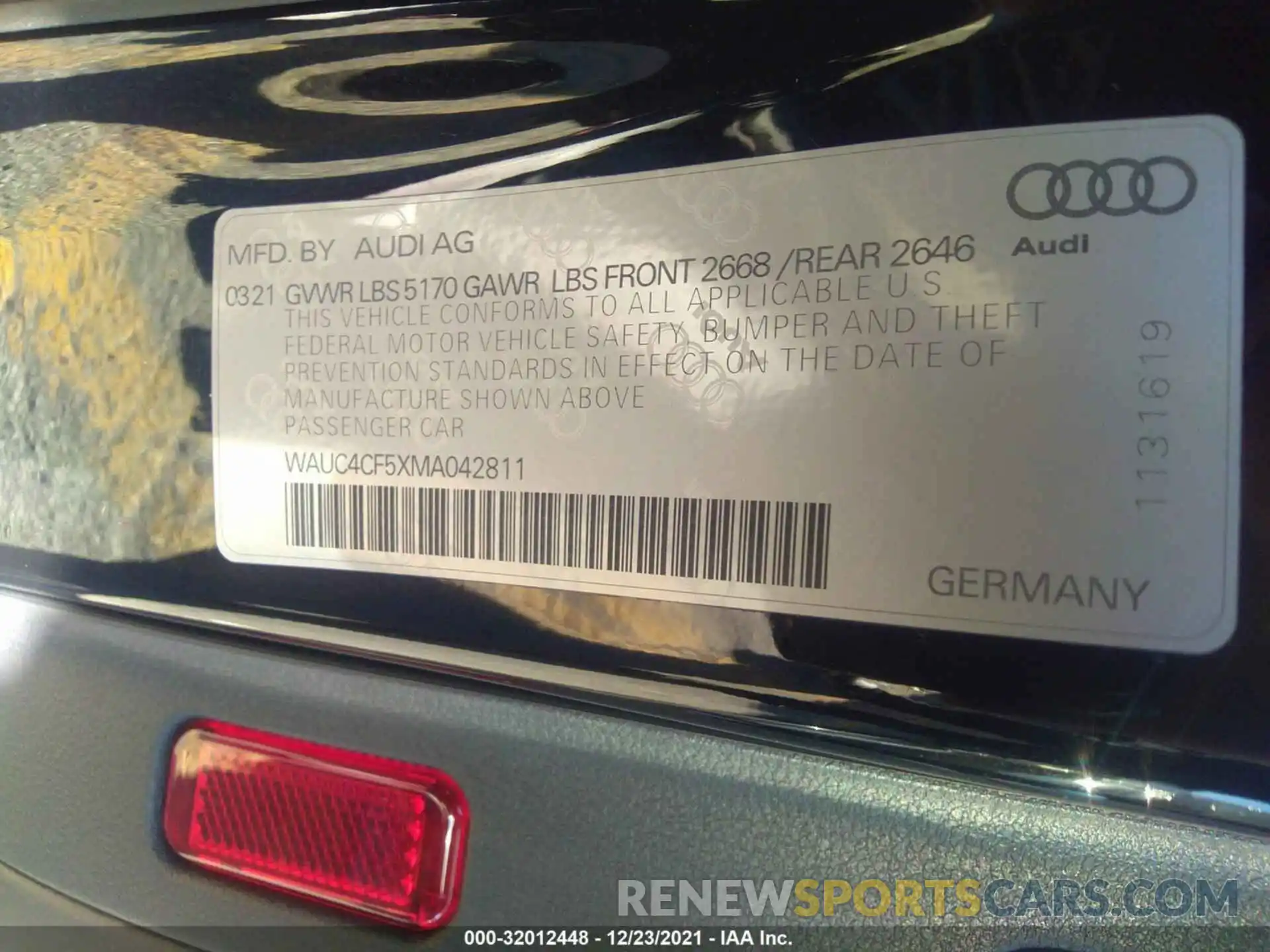 9 Фотография поврежденного автомобиля WAUC4CF5XMA042811 AUDI S5 SPORTBACK 2021