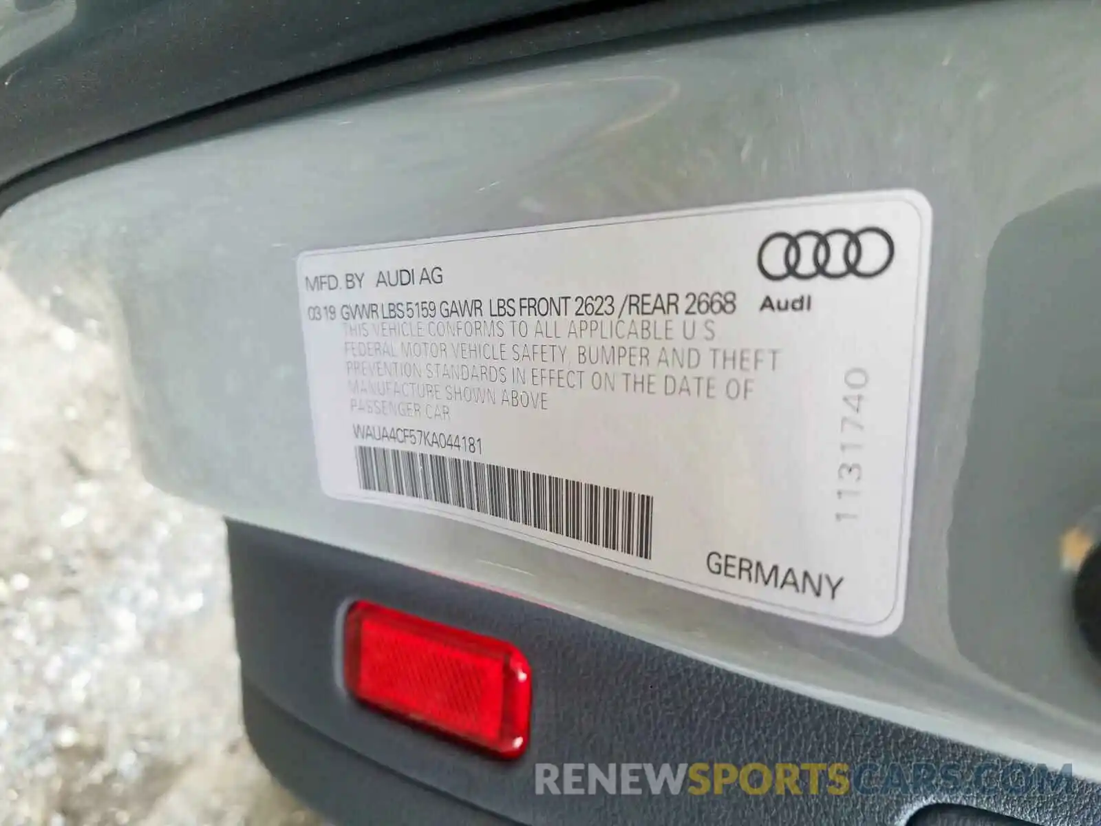 10 Фотография поврежденного автомобиля WAUA4CF57KA044181 AUDI S5/RS5 2019