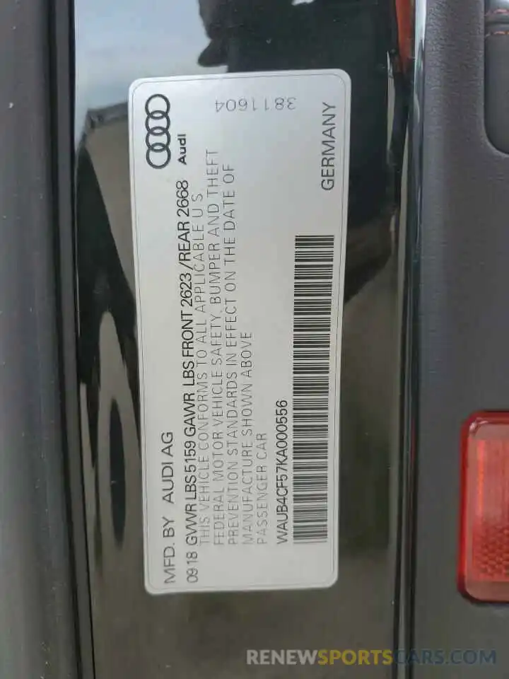 12 Фотография поврежденного автомобиля WAUB4CF57KA000556 AUDI S5/RS5 2019