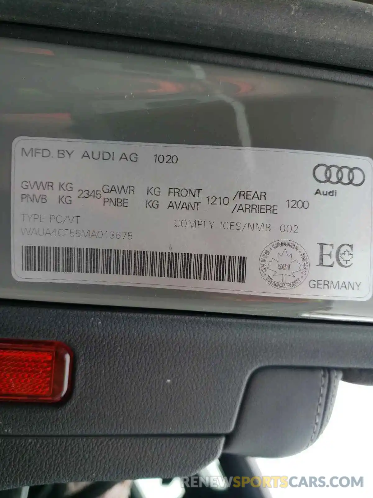 10 Фотография поврежденного автомобиля WAUA4CF55MA013675 AUDI S5/RS5 2021