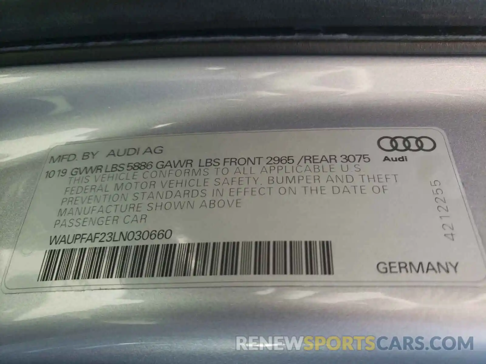 10 Фотография поврежденного автомобиля WAUPFAF23LN030660 AUDI S7/RS7 2020