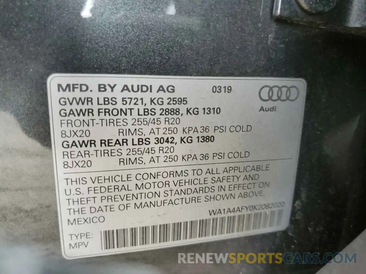 14 Фотография поврежденного автомобиля WA1A4AFY0K2082020 AUDI SQ5 2019