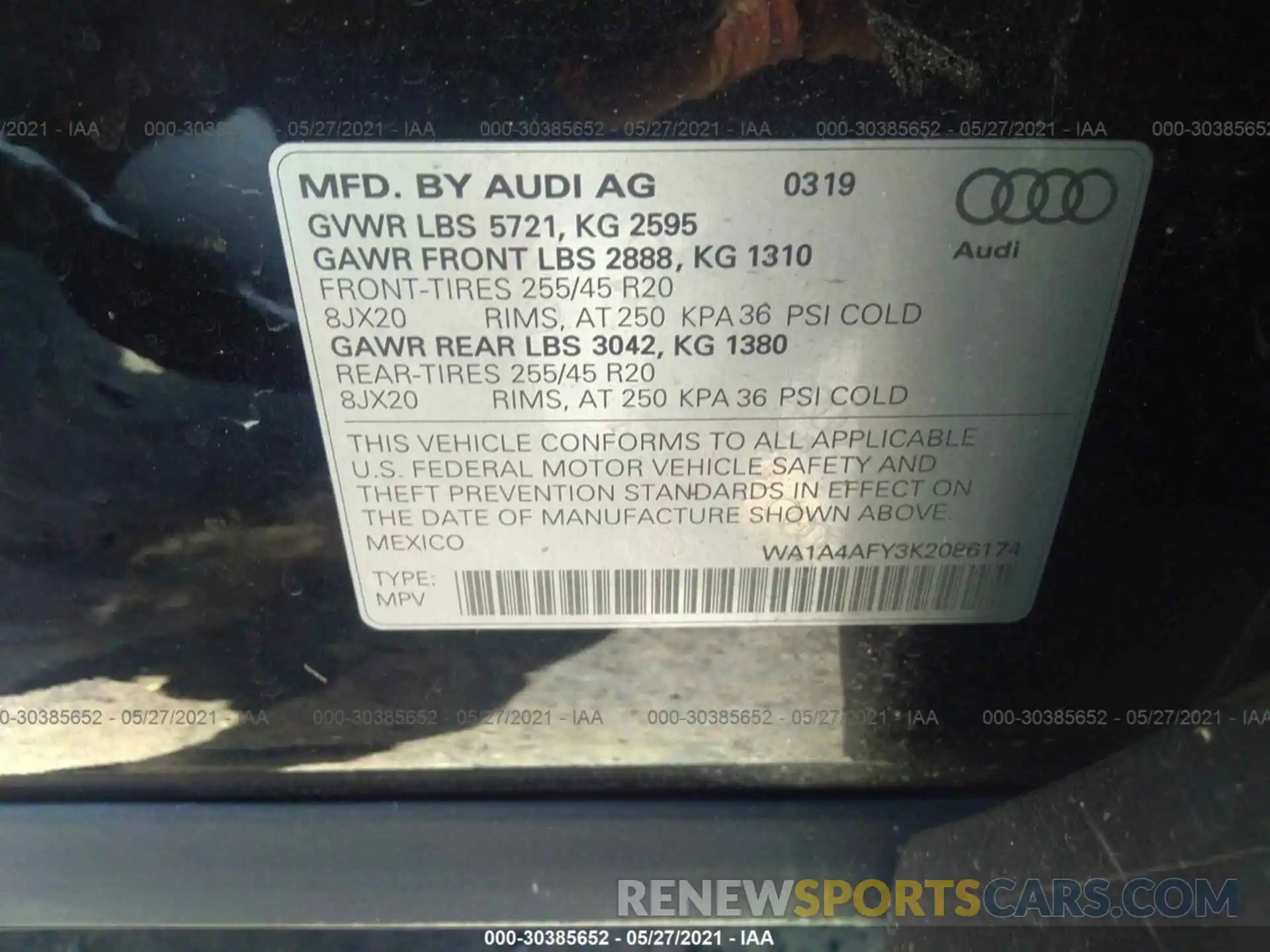 9 Фотография поврежденного автомобиля WA1A4AFY3K2086174 AUDI SQ5 2019